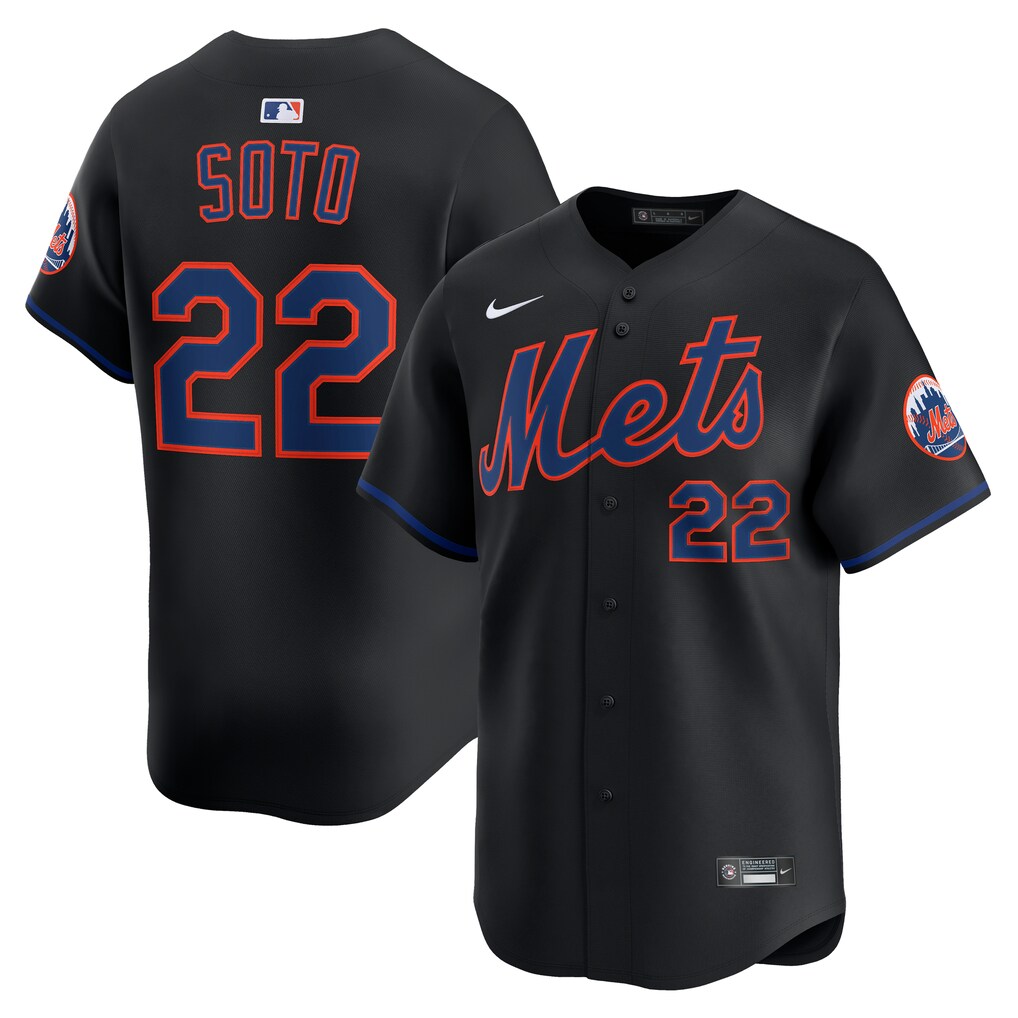15881918 New York Mets Juan Soto Nike Black Alternate Stitched Limited Baseball Jersey - Image 1
