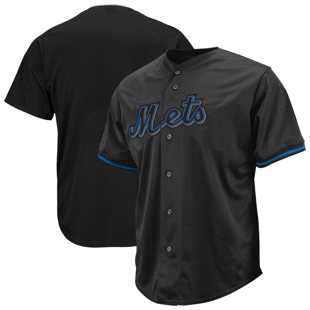 New York Mets Black Stitched Big and Tall Pop Fashion Baseball Jersey