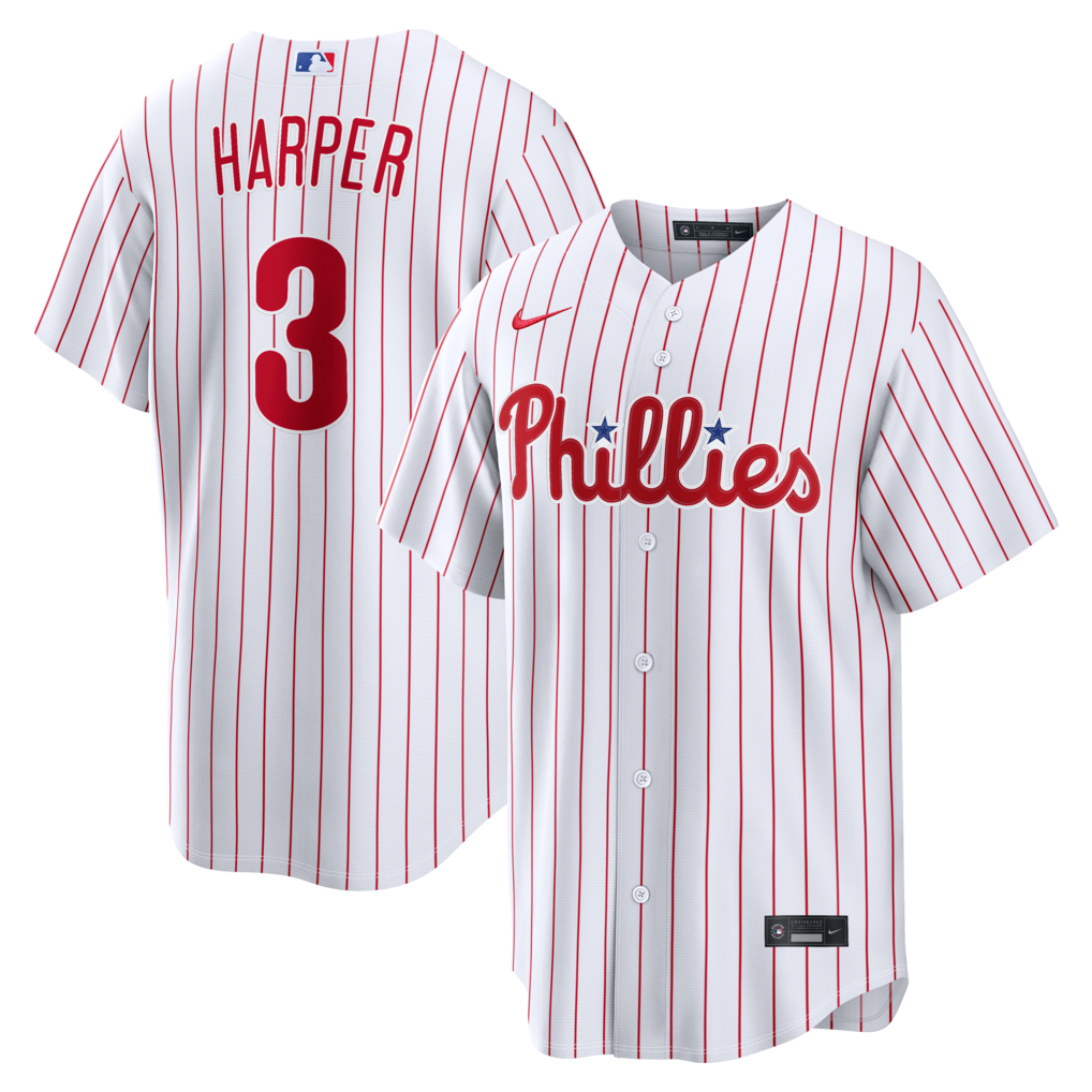 Philadelphia Phillies Bryce Harper Nike White Home Stitched Replica Baseball Jersey
