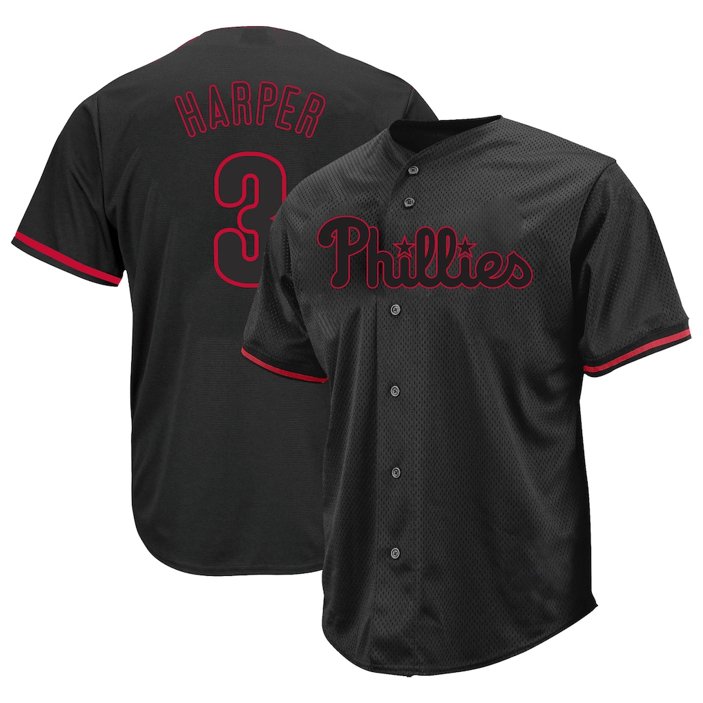 Philadelphia Phillies Bryce Harper Black Stitched Big and Tall Pop Fashion Baseball Jersey