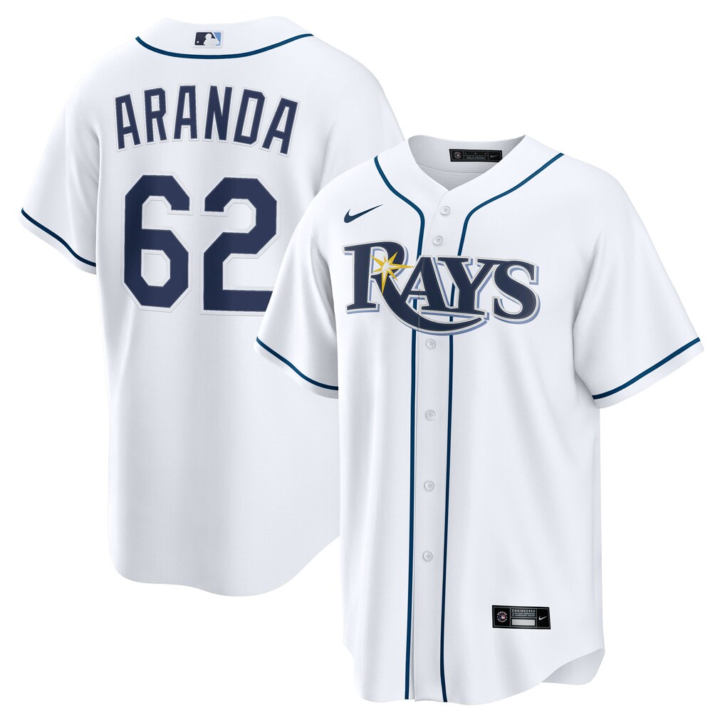 Tampa Bay Rays Jonathan Aranda Nike White Home Stitched Replica Baseball Jersey