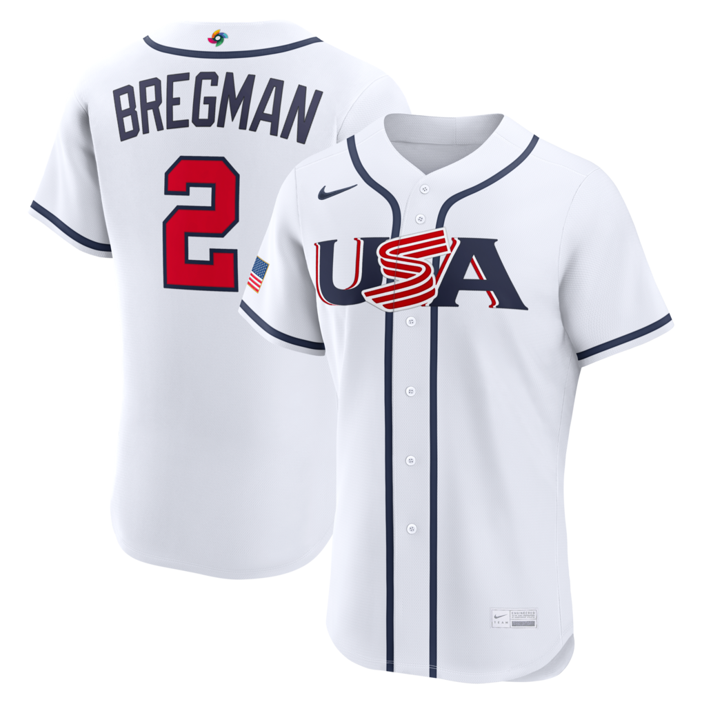 USA Baseball Alex Bregman Nike White 2026 World Baseball Classic Home Stitched Authentic Jersey