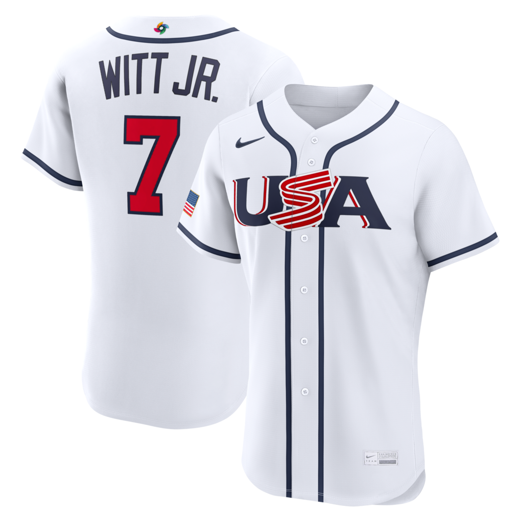 USA Baseball Bobby Witt Jr Nike White 2026 World Baseball Classic Home Stitched Authentic Jersey