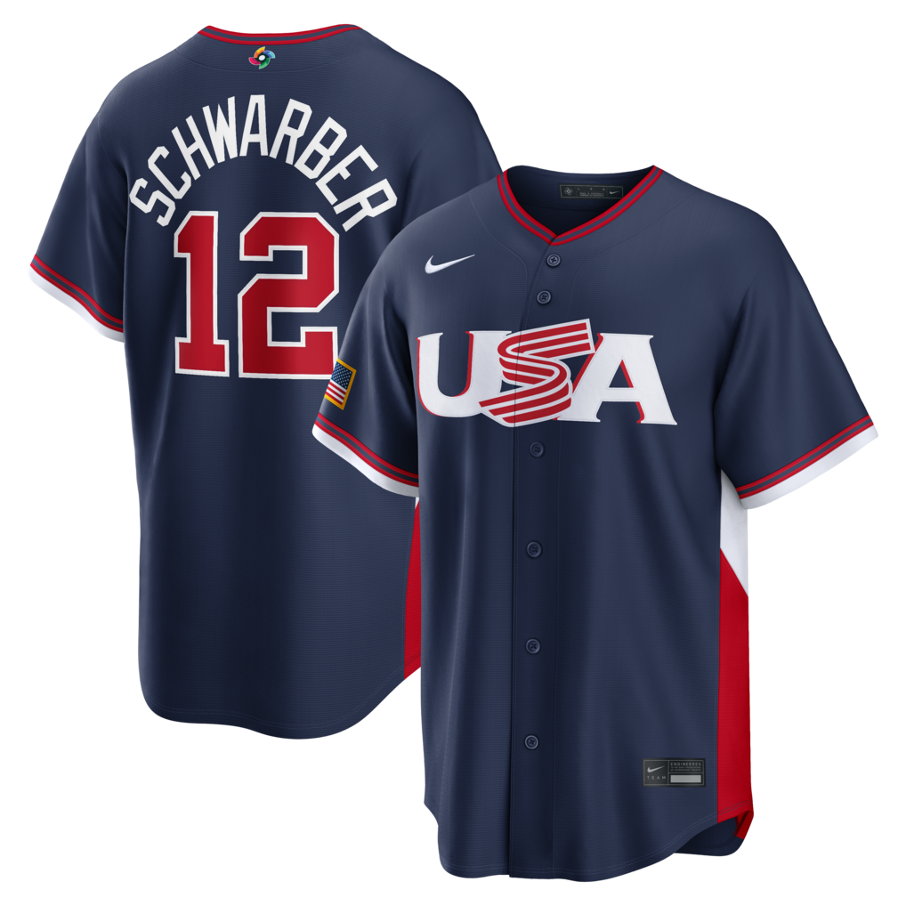 USA Baseball Kyle Schwarber Nike Navy 2026 World Baseball Classic Road Stitched Stadium Jersey