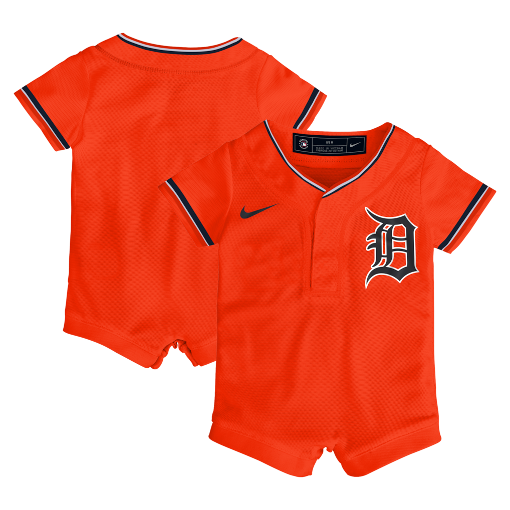 Detroit Tigers Nike Newborn Orange Alternate Replica Romper Baseball Jersey