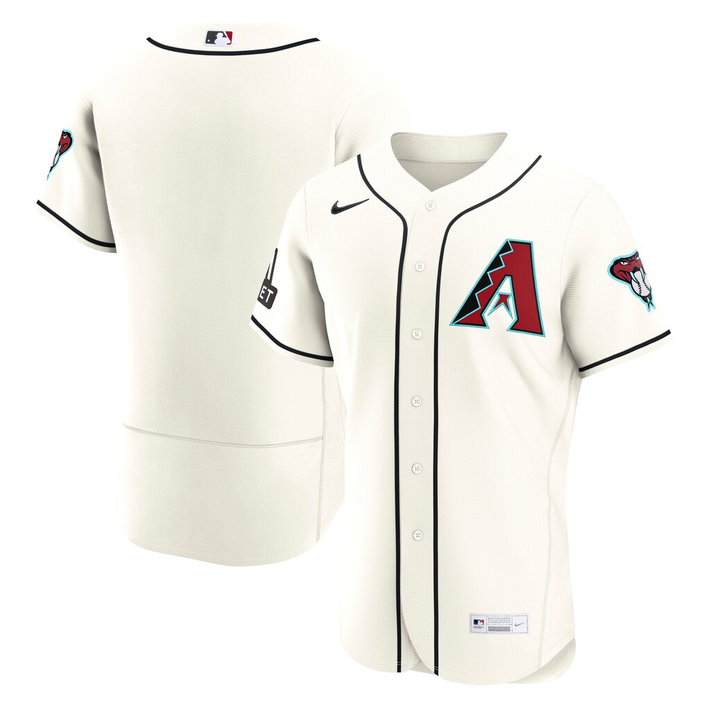 Arizona Diamondbacks Nike Men's Cream Home Authentic Stitched Baseball Jersey With Sponsor Patch