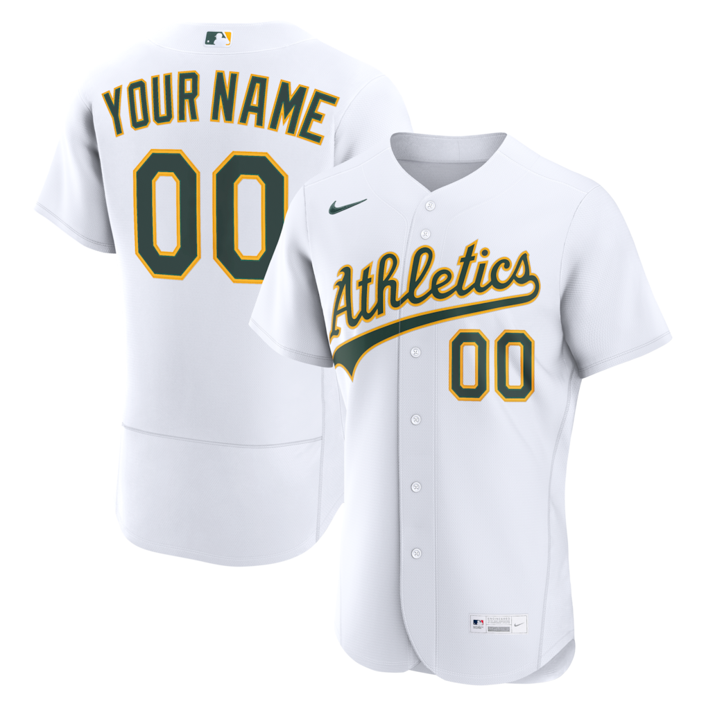 Oakland Athletics Nike Men White Home Authentic Custom Stitched Baseball Jersey