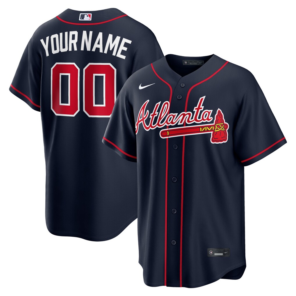 Atlanta Braves Nike Men Navy Alternate Replica Custom Stitched Baseball Jersey