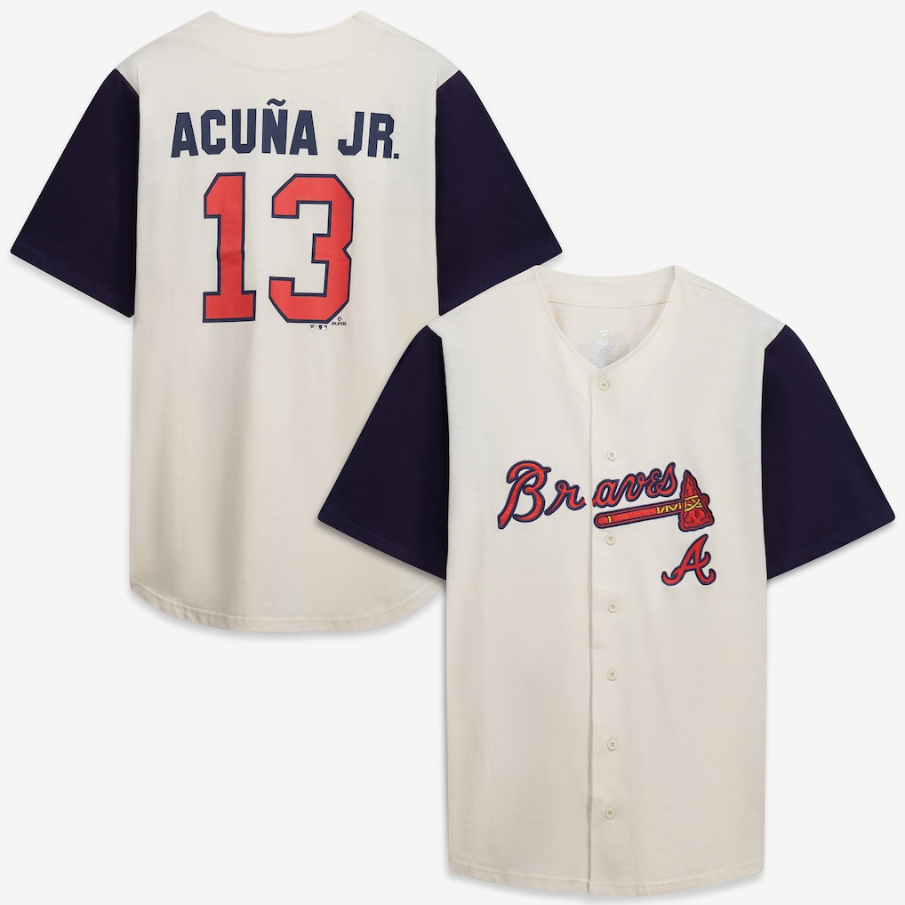 Atlanta Braves Profile Men Cream Navy Big & Tall Fashion Stitched Baseball Jersey