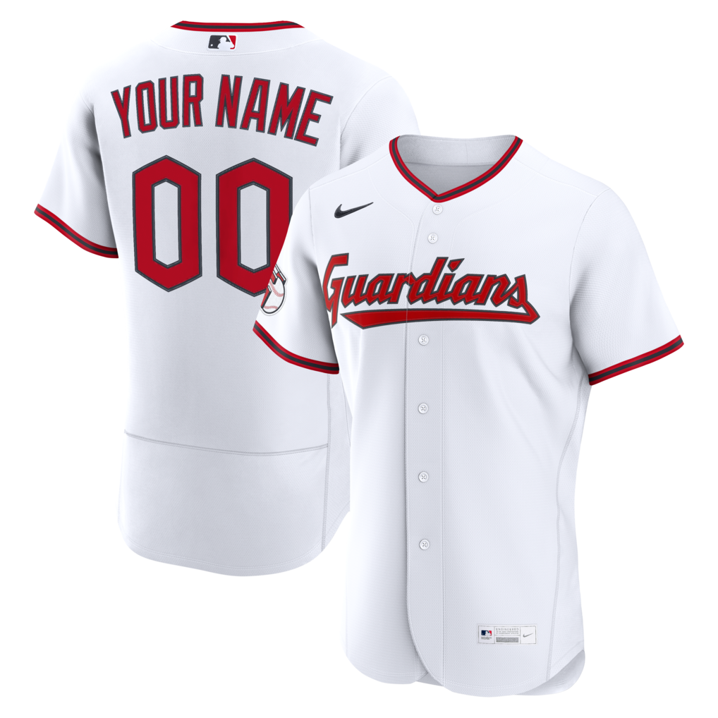 Cleveland Guardians Nike Men White Home Authentic Custom Stitched Baseball Jersey