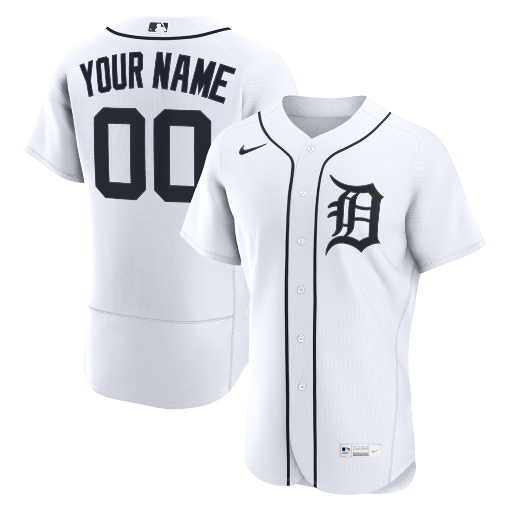 Detroit Tigers Nike Men White Home Authentic Custom Stitched Baseball Jersey