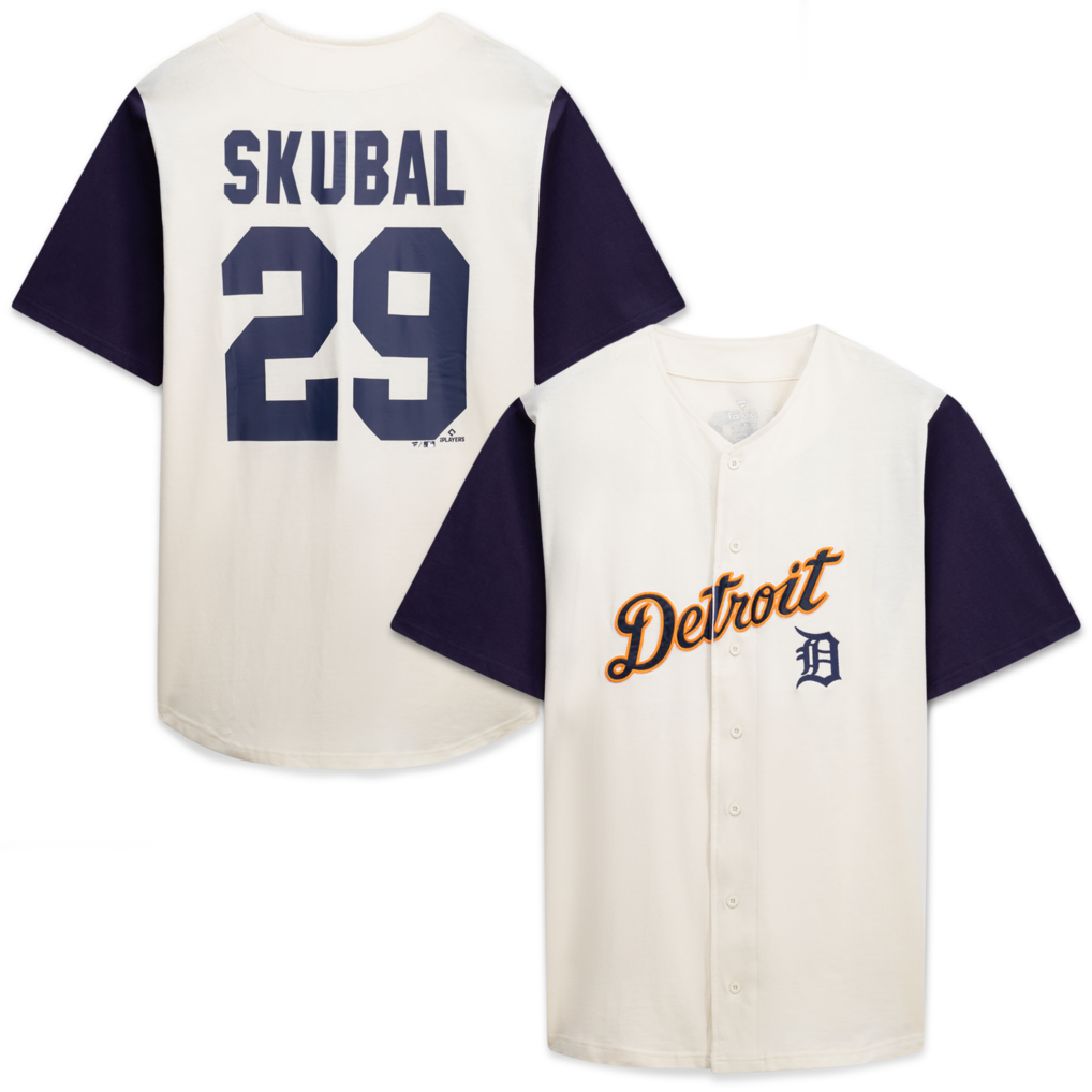Detroit Tigers Profile Cream Navy Big & Tall Fashion Stitched Baseball Jersey