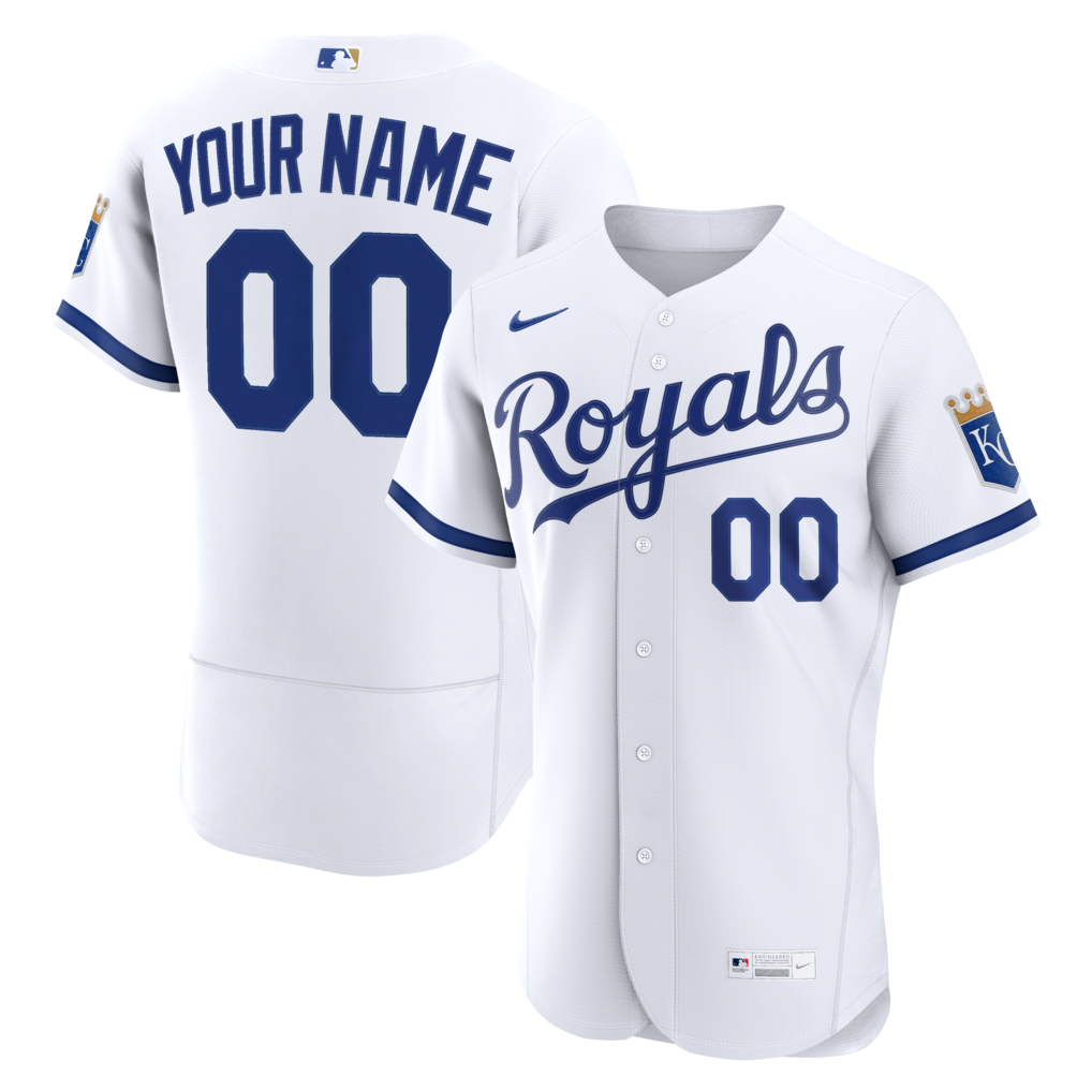 Kansas City Royals Nike Men White Home Authentic Custom Stitched Baseball Jersey