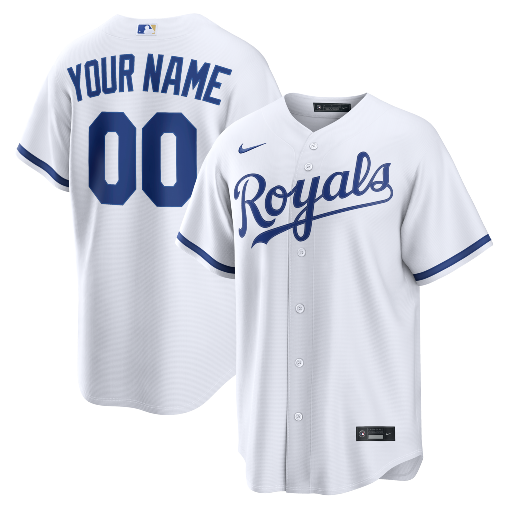 Kansas City Royals Nike Men White Home Replica Custom Stitched Baseball Jersey