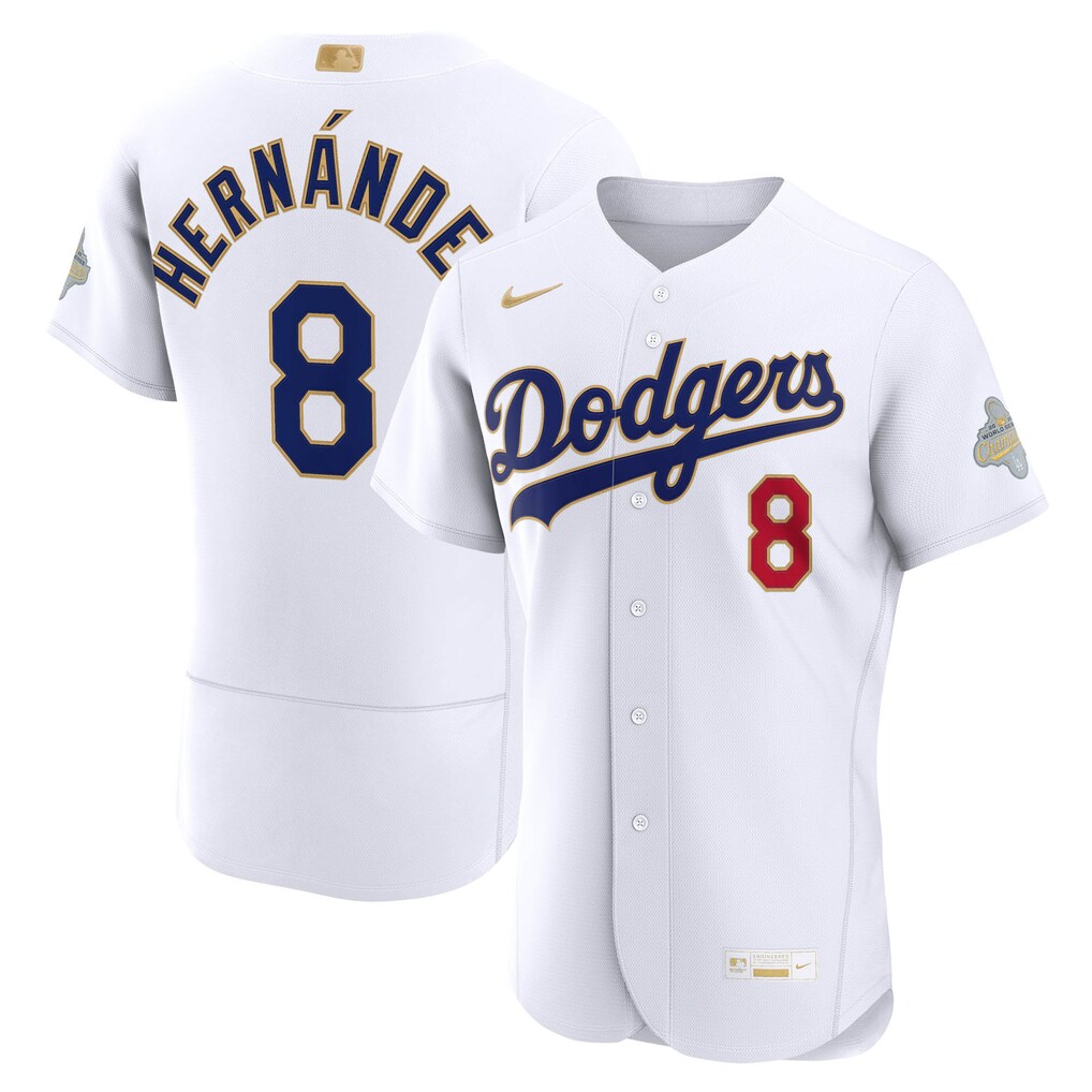 Los Angeles Dodgers Enrique Hernandez Nike White 2026 Gold Collection Authentic Stitched Jersey