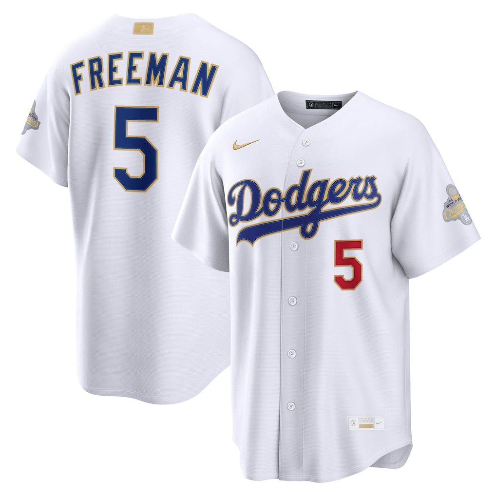 Freddie Freeman Los Angeles Dodgers Nike White 2026 Gold Collection Stitched Baseball Stadium Jersey
