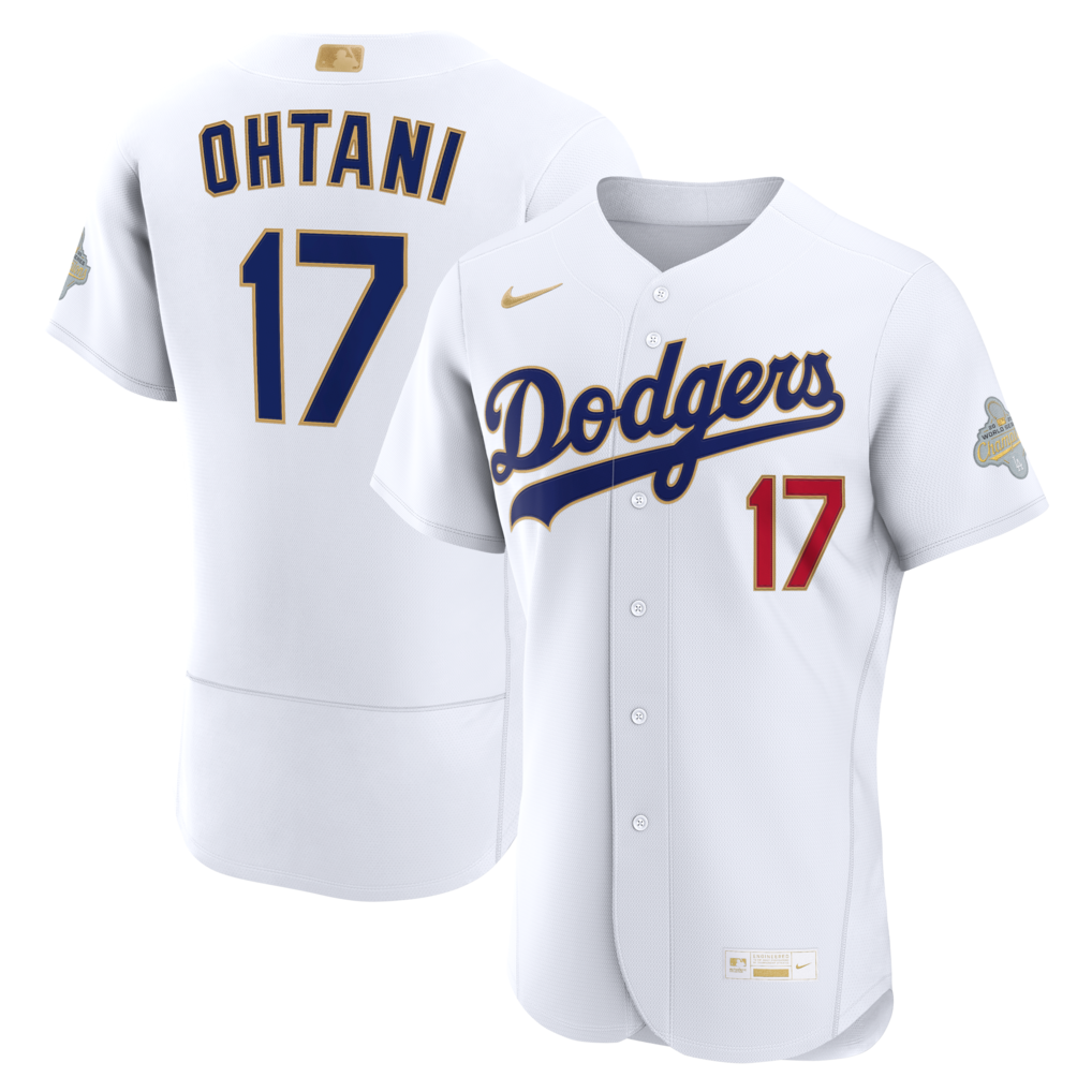 Los Angeles Dodgers Nike White Home Sponsor Patch Stitched Authentic Baseball Jersey