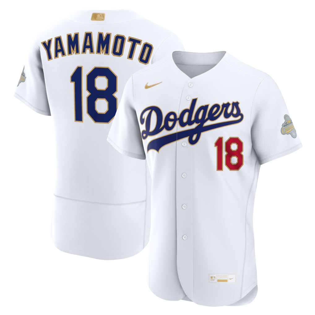 Los Angeles Dodgers Yoshinobu Yamamoto Nike White 2026 Gold Collection Authentic Stitched Baseball Jersey
