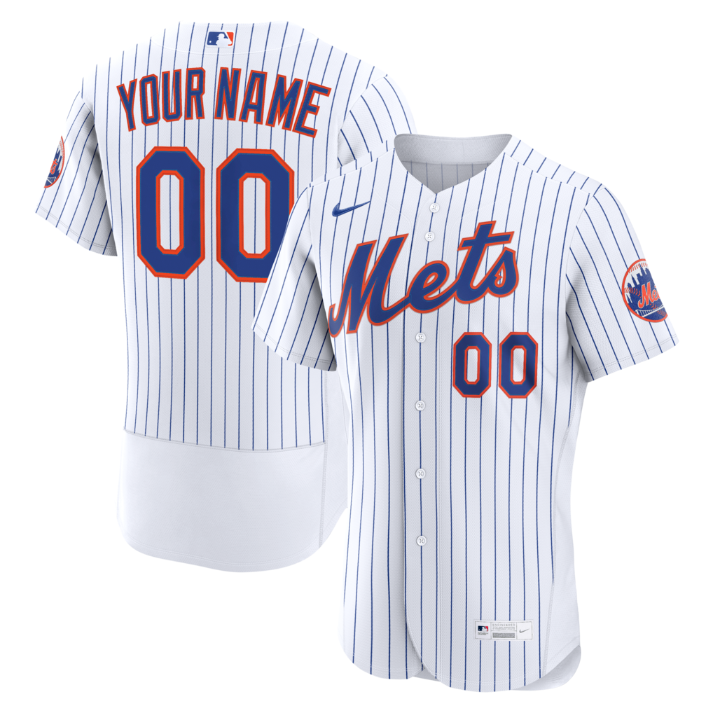 New York Mets Nike White Home Authentic Custom Stitched Baseball Jersey