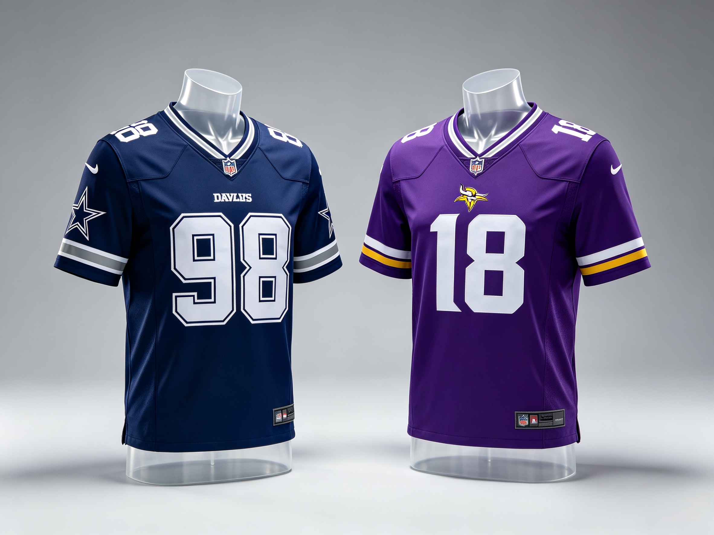 Comparison of CeeDee Lamb #88 and Justin Jefferson #18 jerseys
