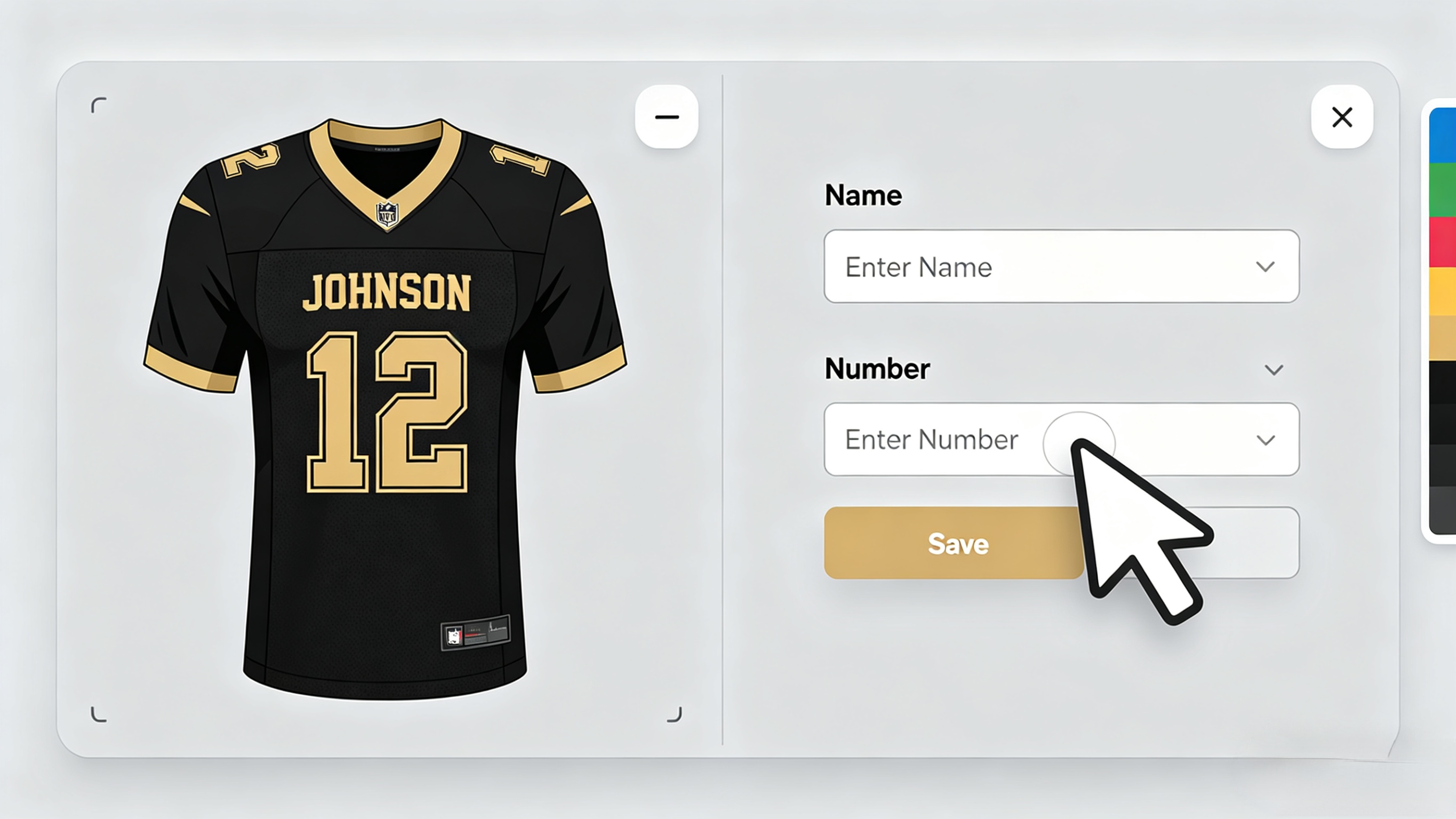 Custom NCAA jersey builder interface for personalized NIL gear