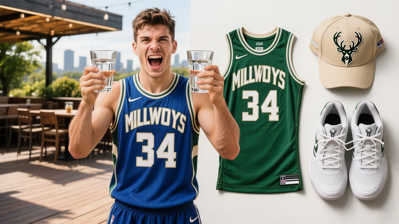Fan wearing a blue Giannis Antetokounmpo alternate jersey