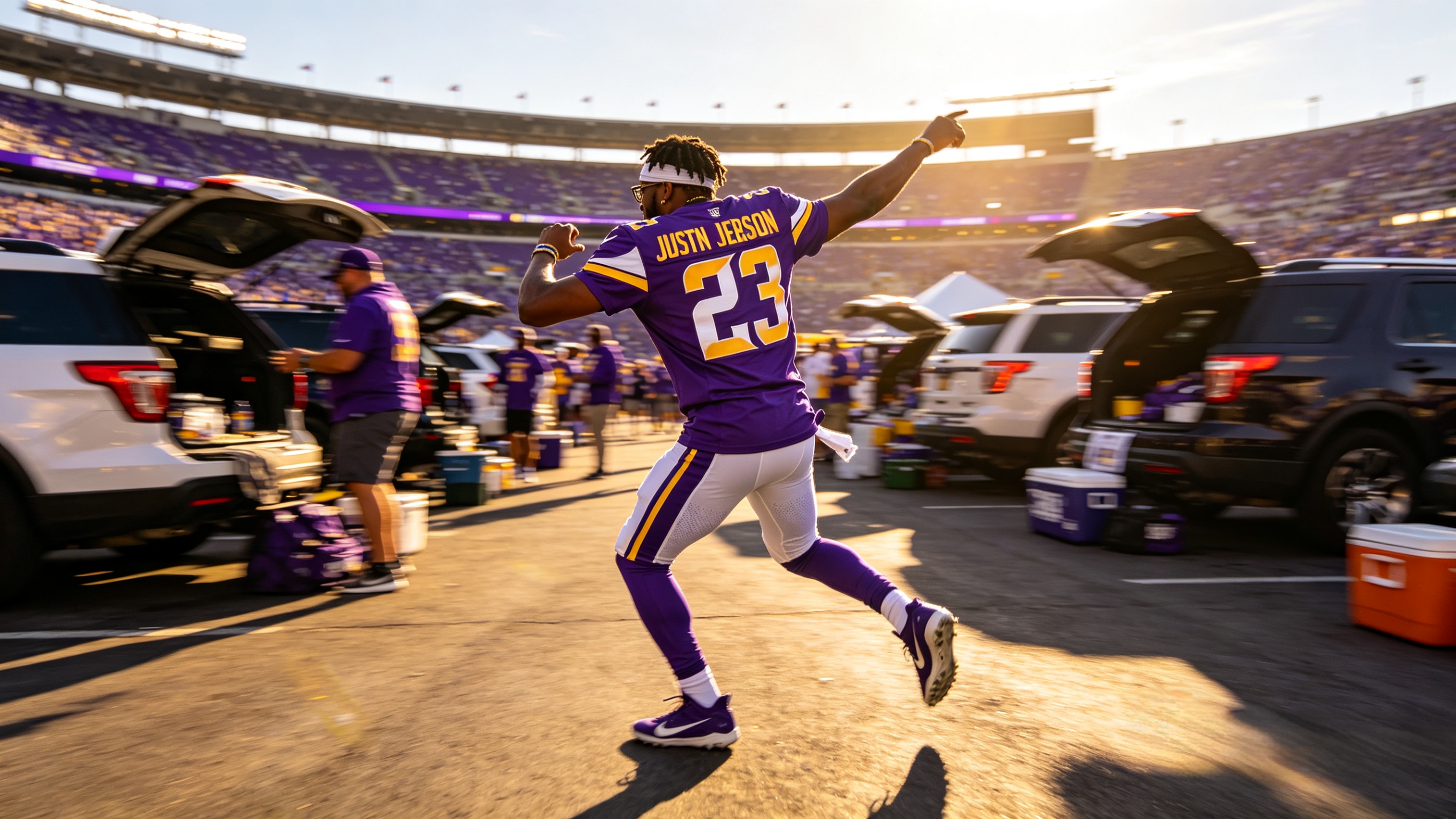 Fan repping the Justin Jefferson style with a Griddy dance