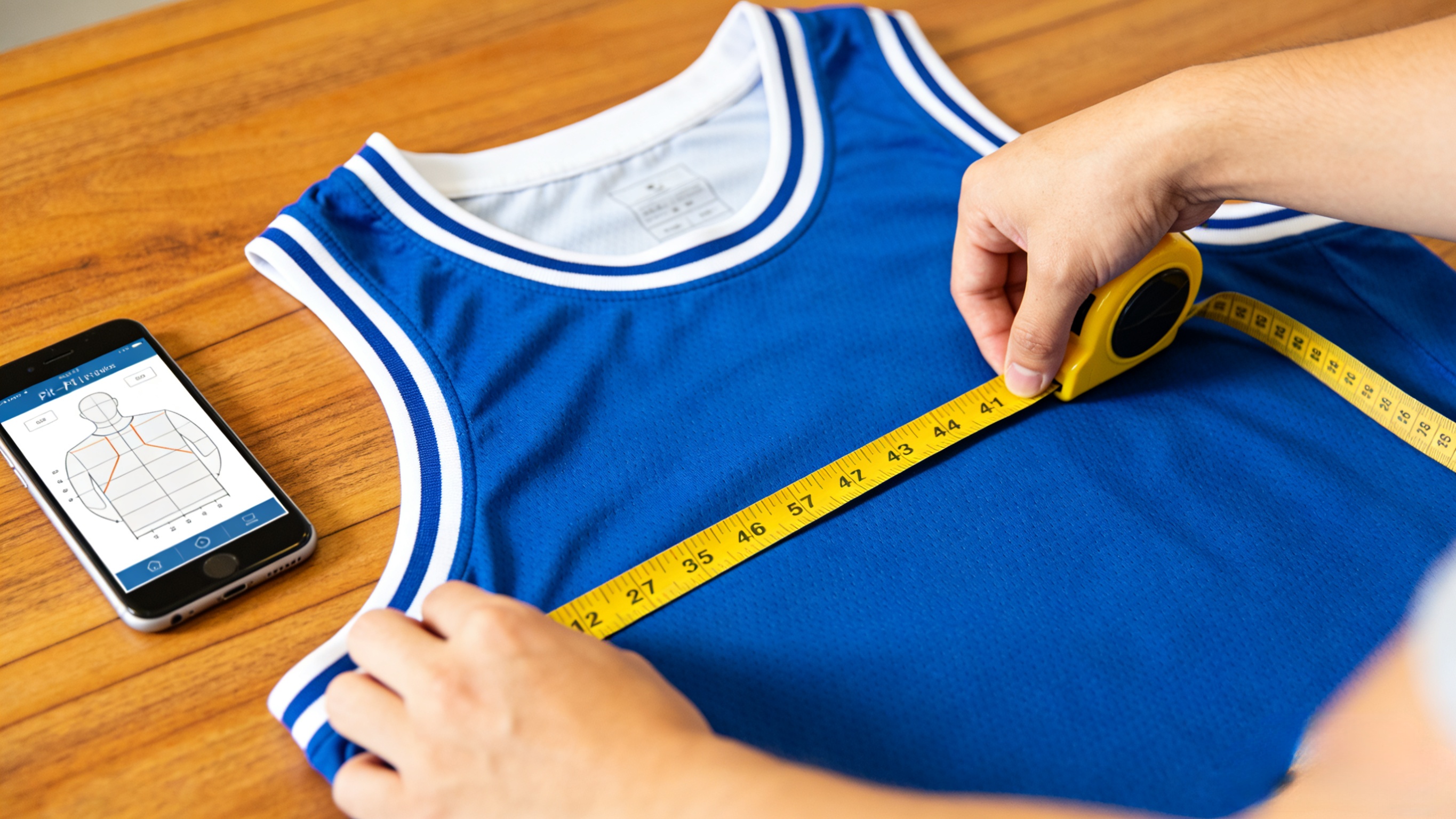 Steph Curry Jersey: The Ultimate Guide to Stitched Warriors Gear 4 A fan measuring a basketball jersey to find the perfect fit using a size chart.