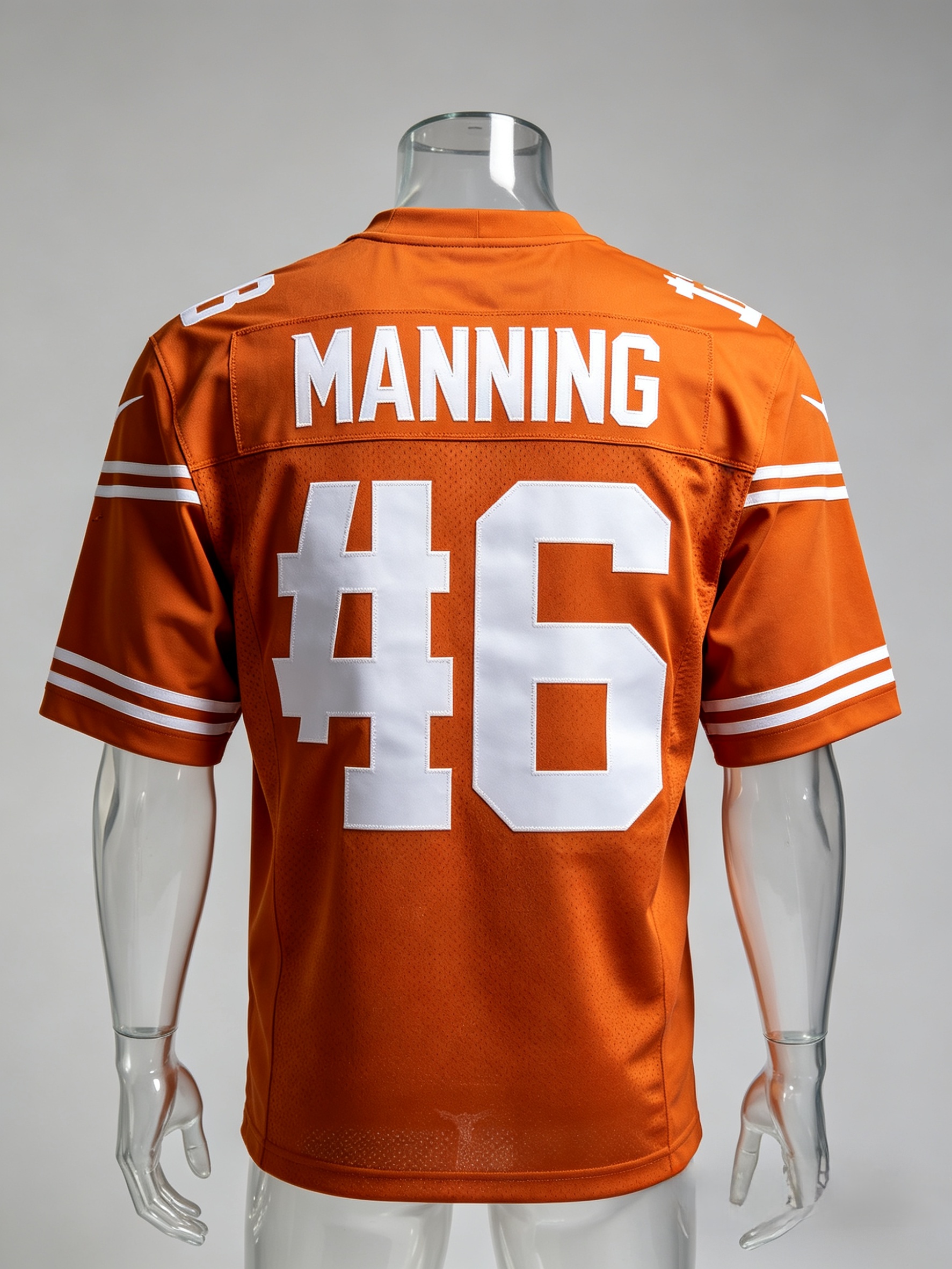 Front and back view of a stitched NIL jersey for Arch Manning