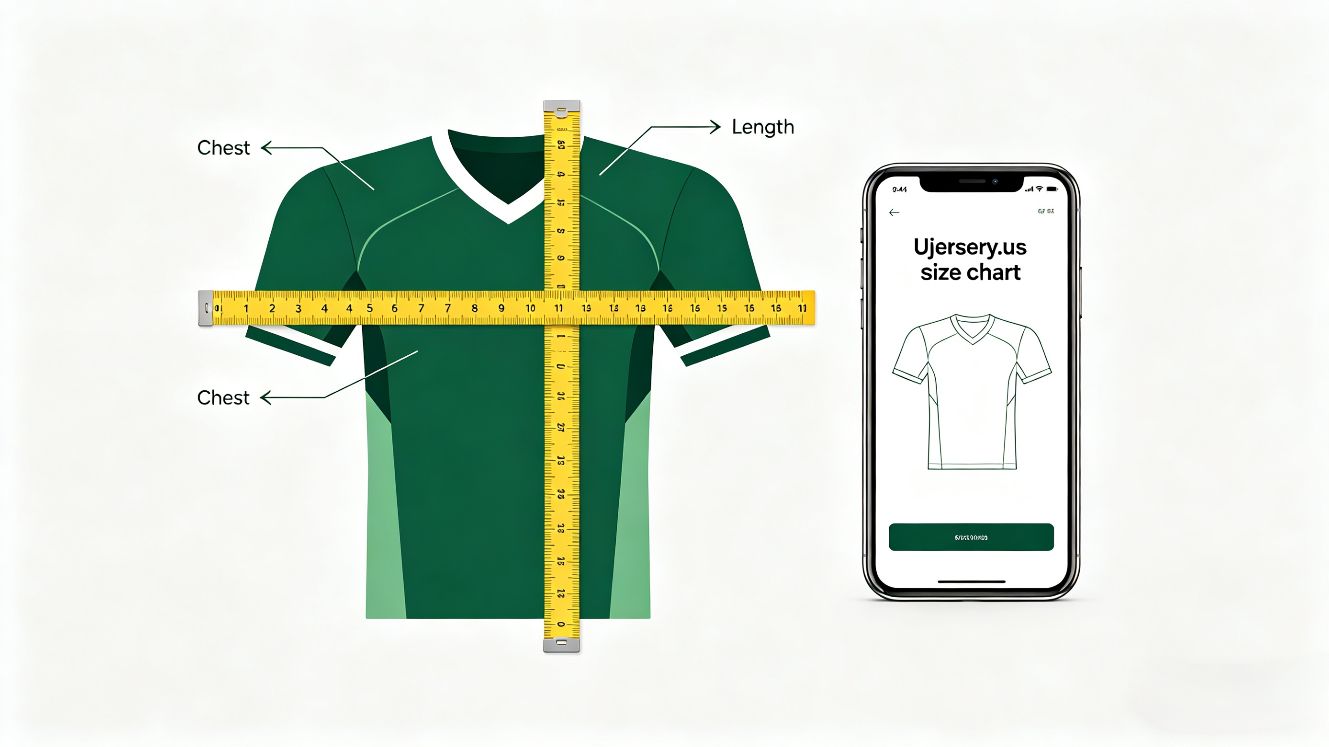  Illustration showing how to measure a football jersey for the perfect fit. 