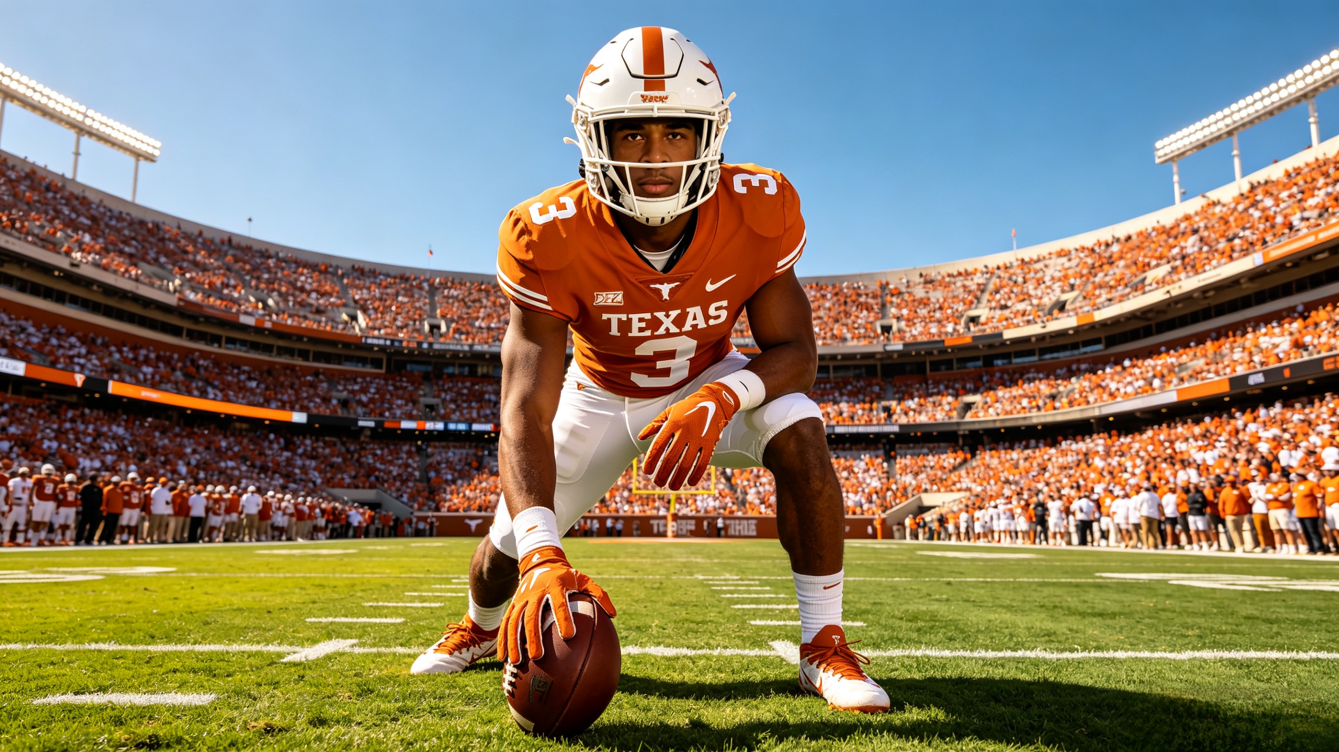Star quarterback wearing Quinn Ewers #3 Texas Longhorns jersey