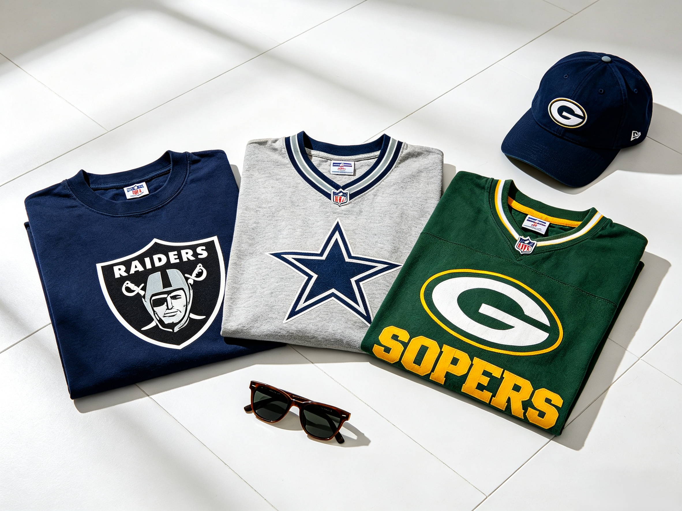 Collection of retro NFL shirts from Ujersery.us on a clean layout