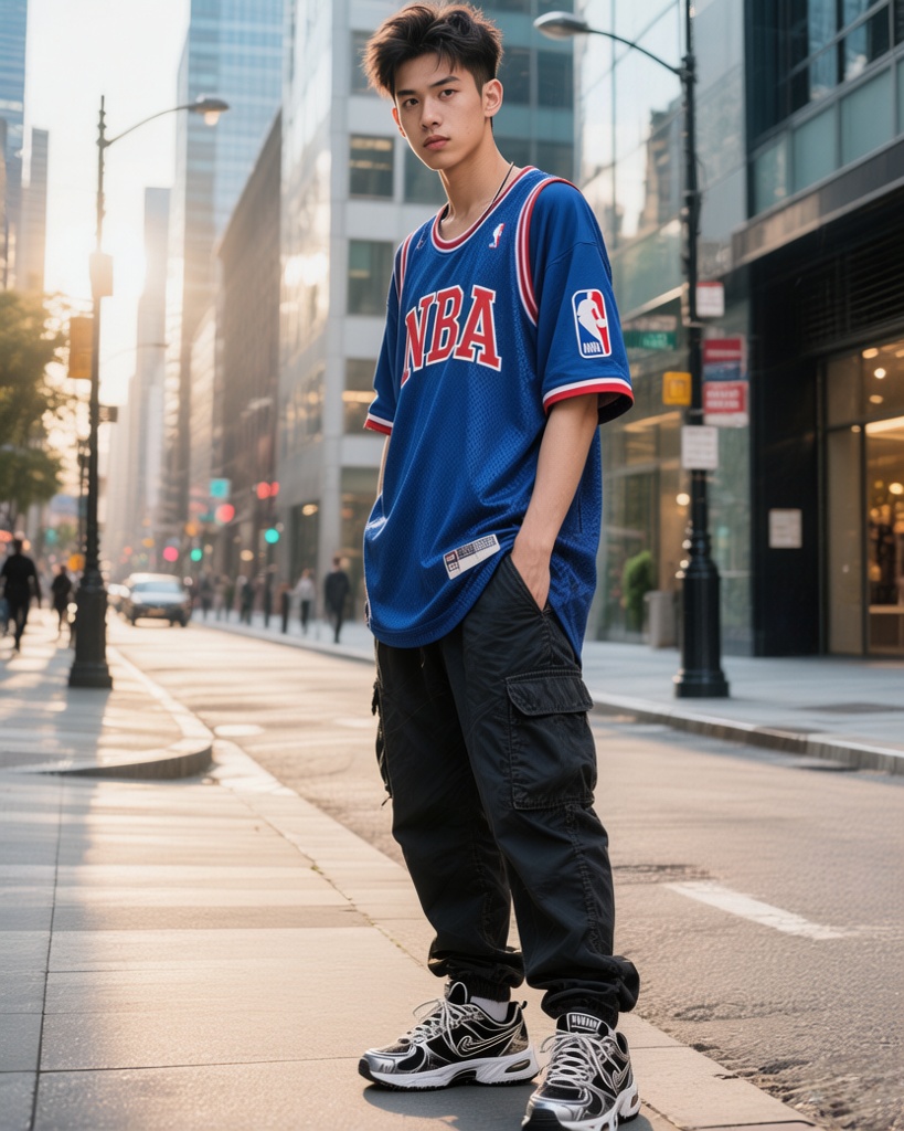 Fan styling an oversized SGA jersey for a streetwear look