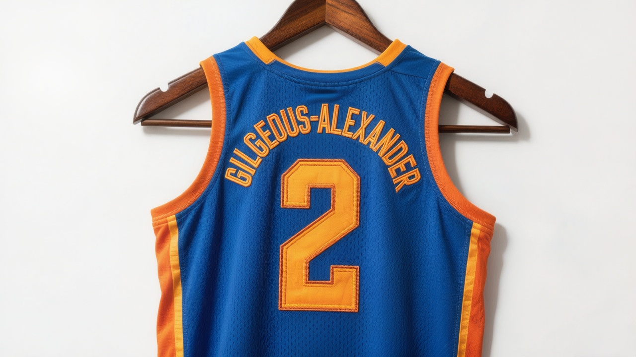 Front view of a Shai Gilgeous-Alexander #2 OKC Thunder jersey