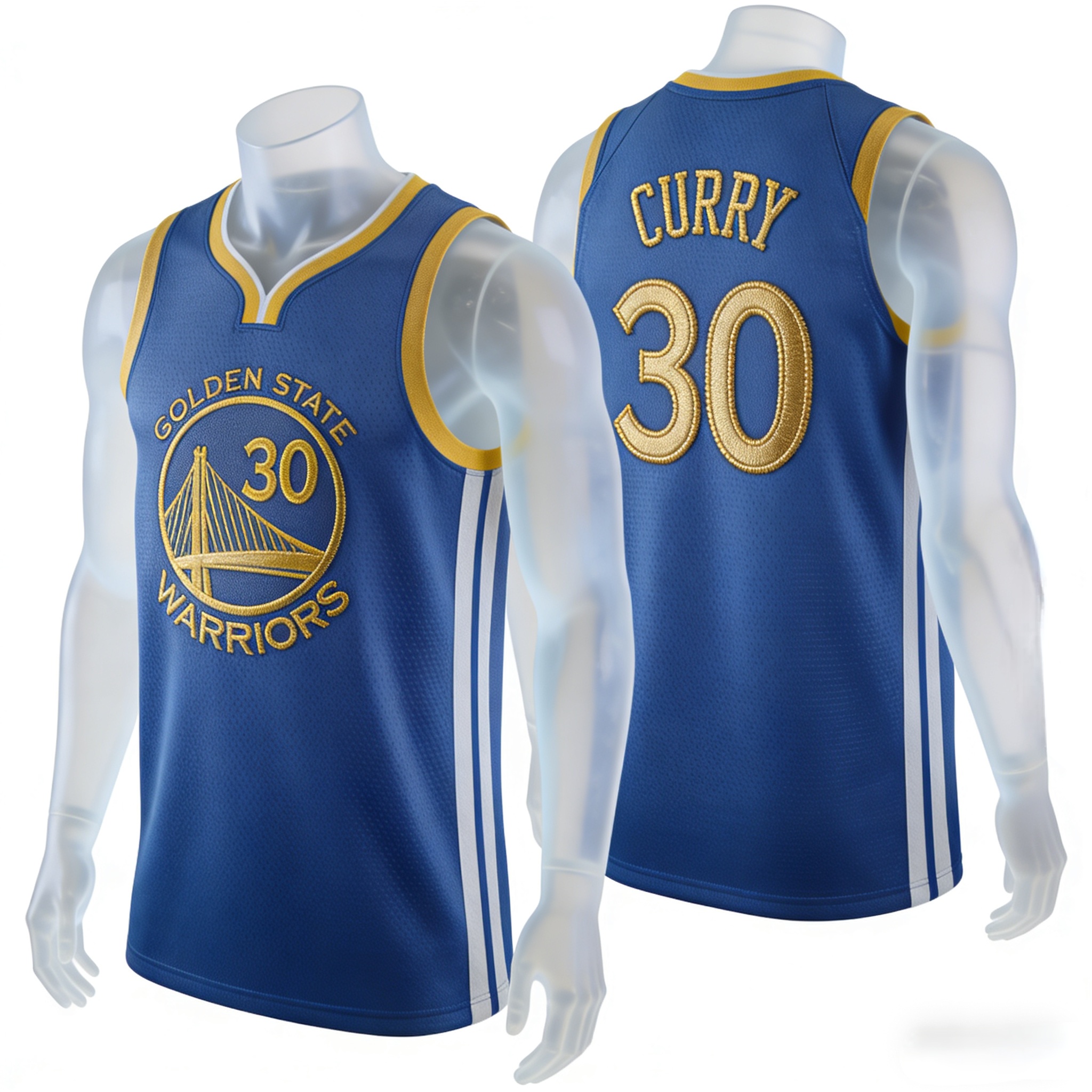 Steph Curry Jersey: The Ultimate Guide to Stitched Warriors Gear 2 Stitched royal blue Steph Curry Golden State Warriors jersey front and back view.