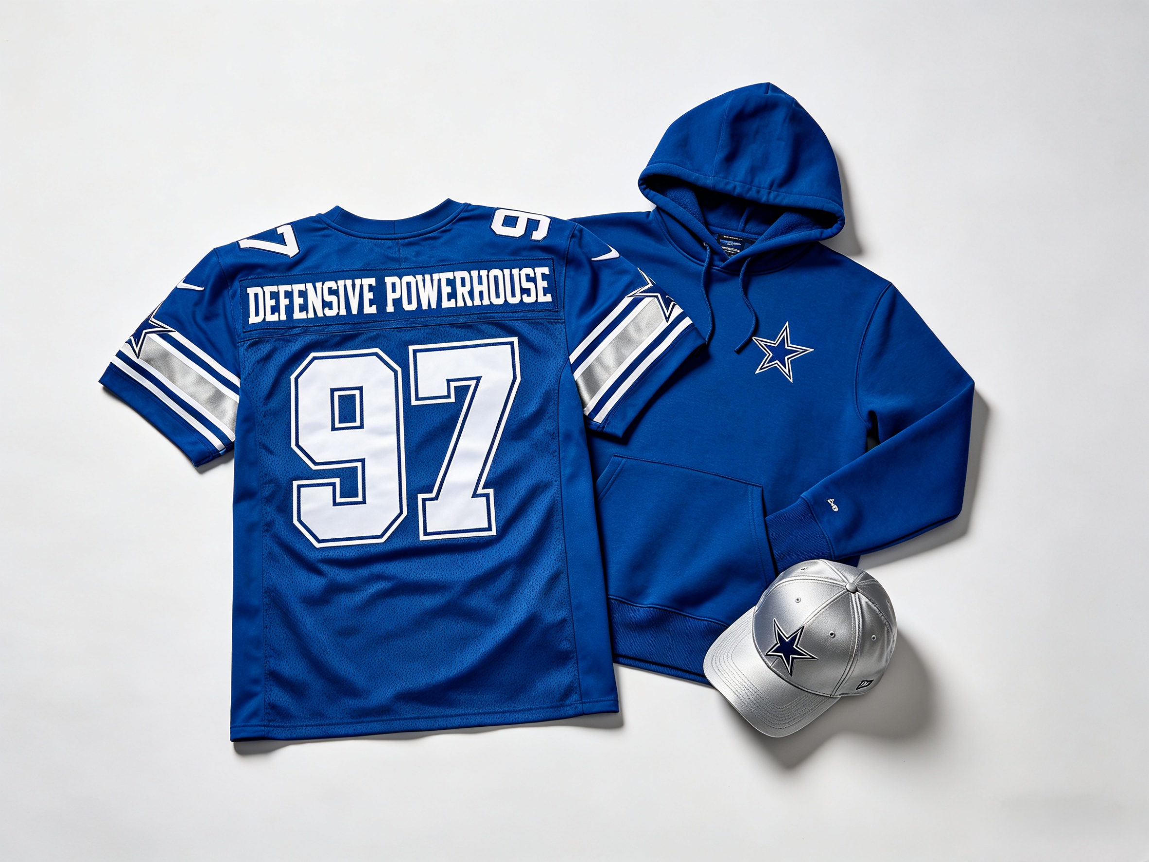Complete NFL defensive fan gear set with stitched jersey