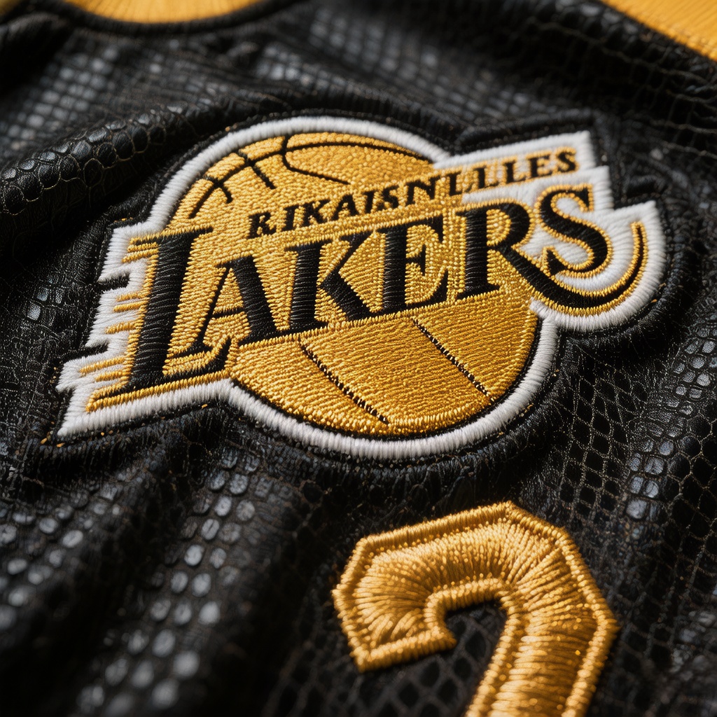 Detailed close-up of premium gold stitching on a Black Mamba jersey