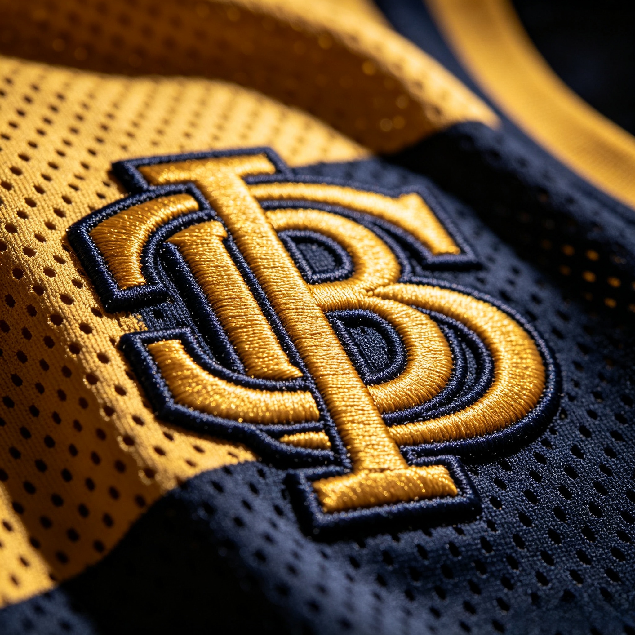 Detailed close-up of premium stitching on a sports fashion jersey
