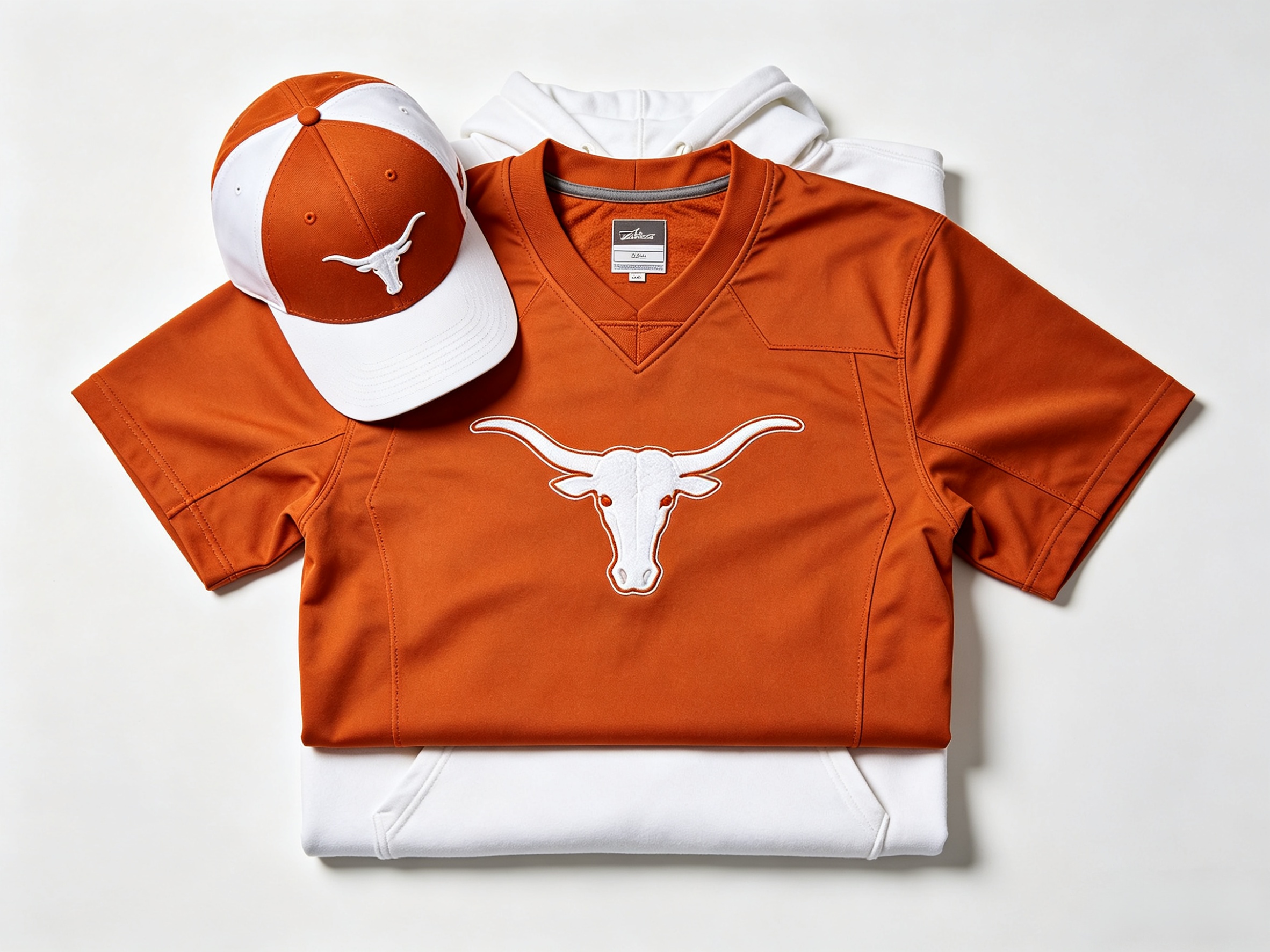 Complete Texas Longhorns fan gear collection with stitched jersey