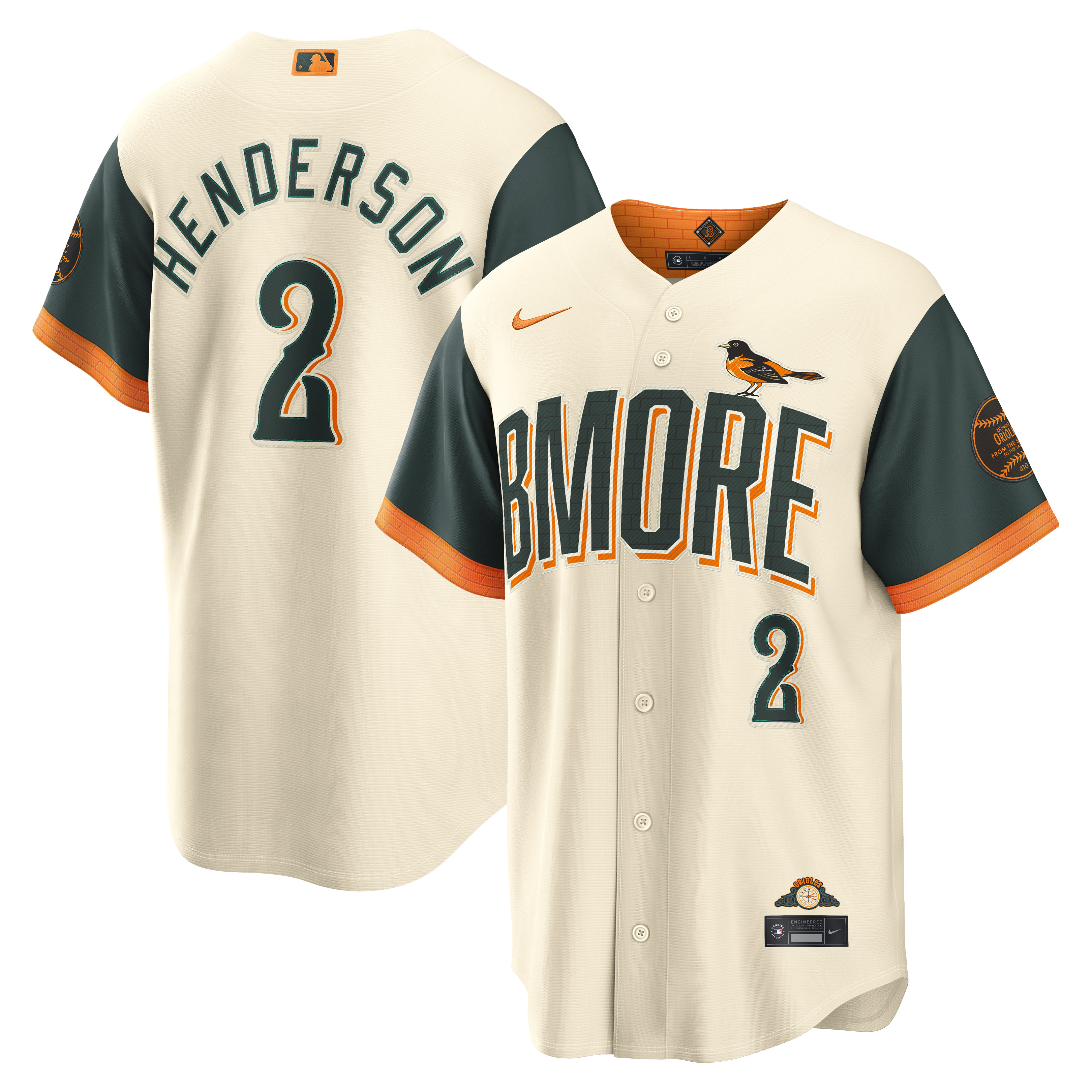Baltimore Orioles Nike MLB City Connect Stadium Jersey - Cream - Gunnar Henderson - Mens