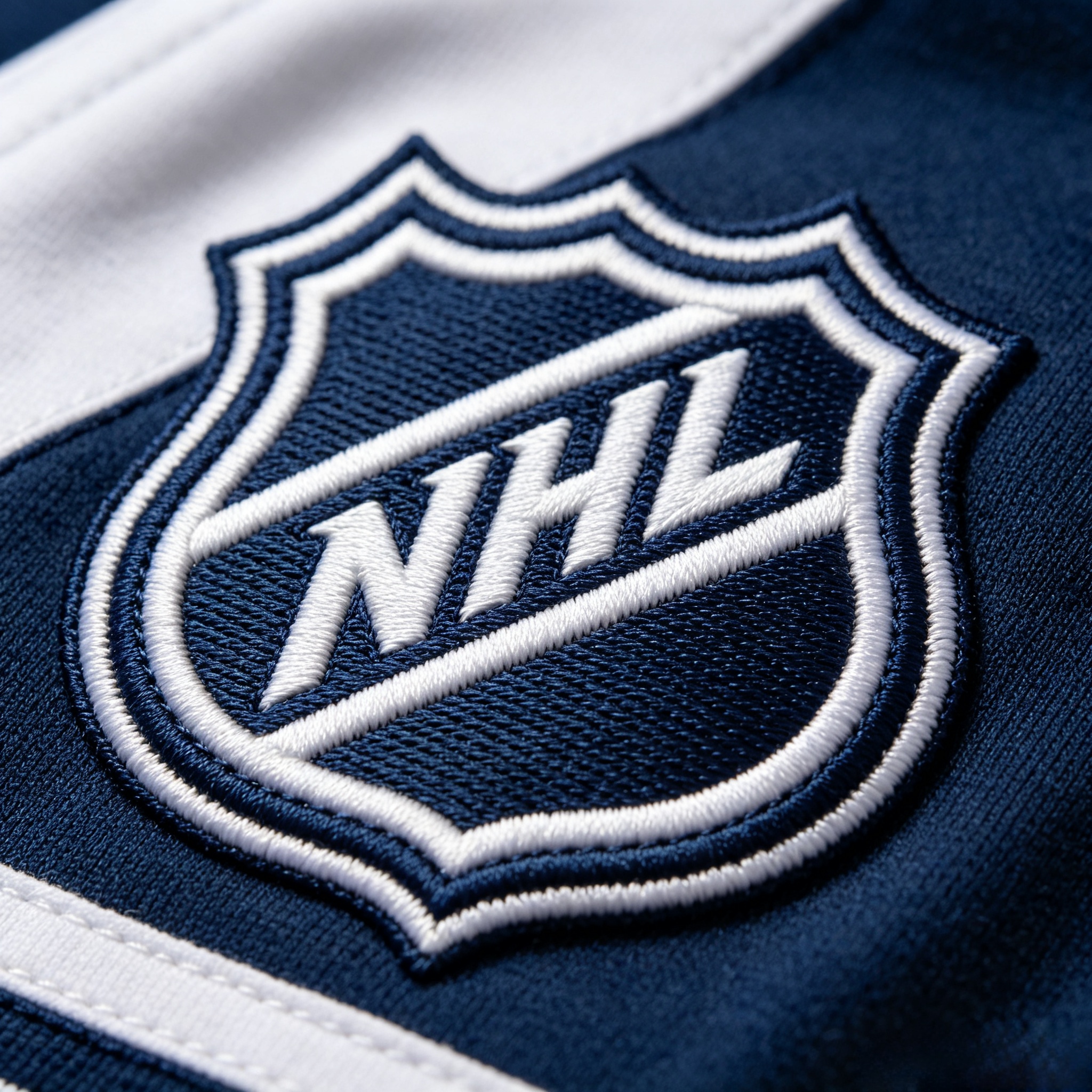 Detailed stitching on Blackhawks jersey