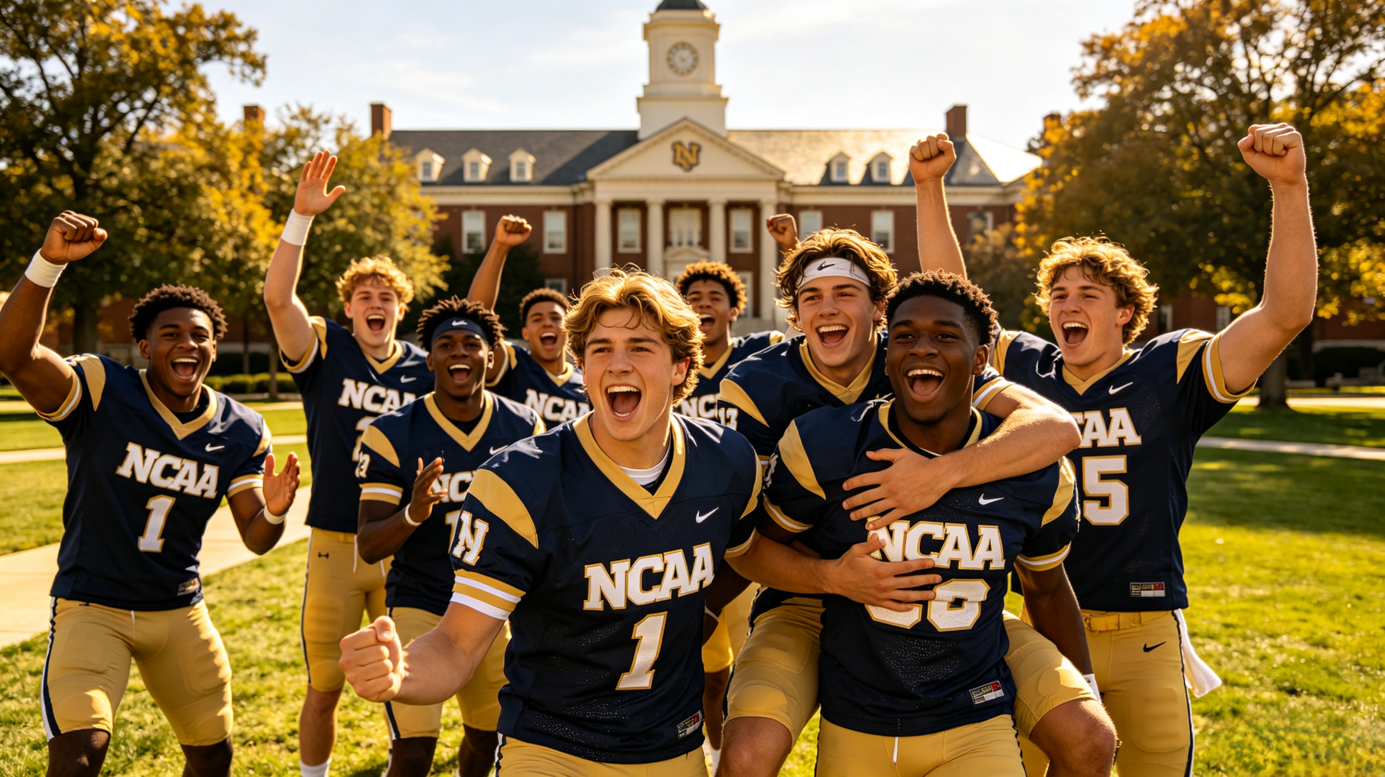 Fans in personalized college gear