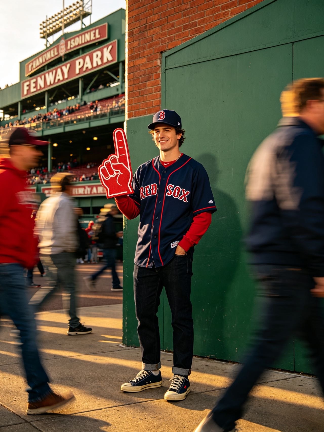 Fan wearing Red Sox jersey