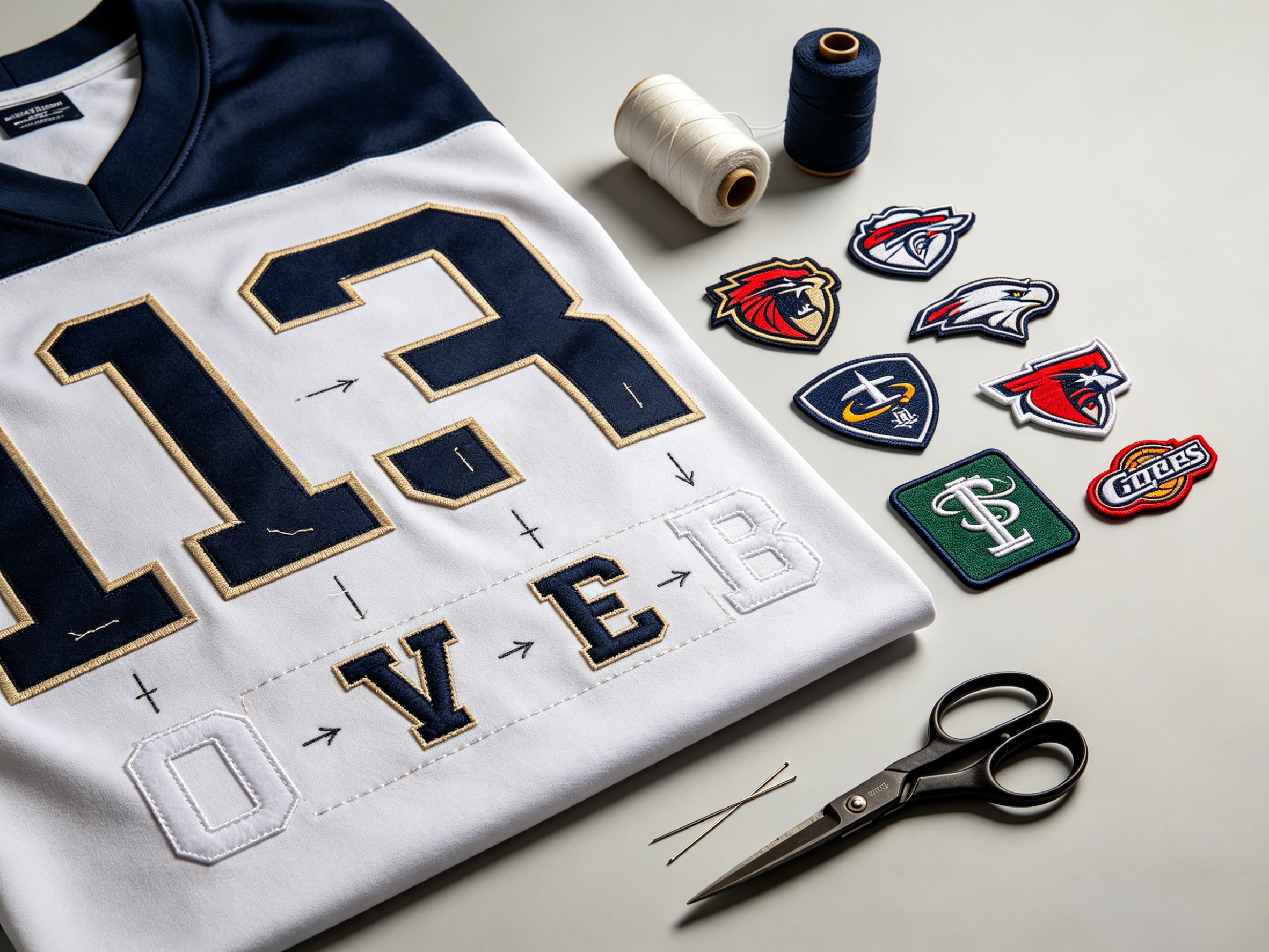 Close-up of professional tackle twill stitching