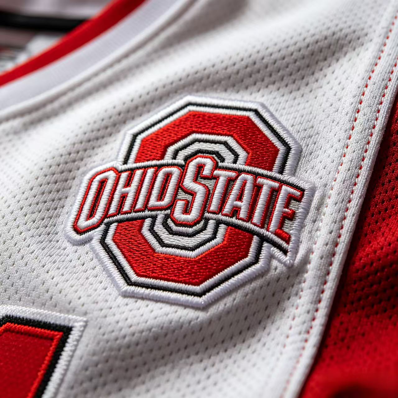 Ohio State Jersey: Celebrate Big Ten Glory with Authentic Buckeyes Apparel 3 Stitched details on Ohio State jersey