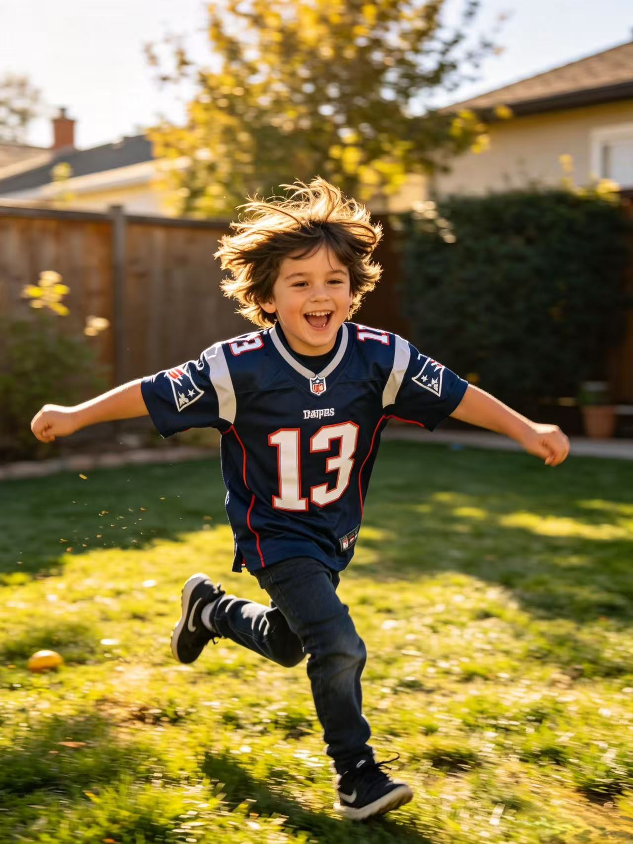 Child wearing youth sports jersey
