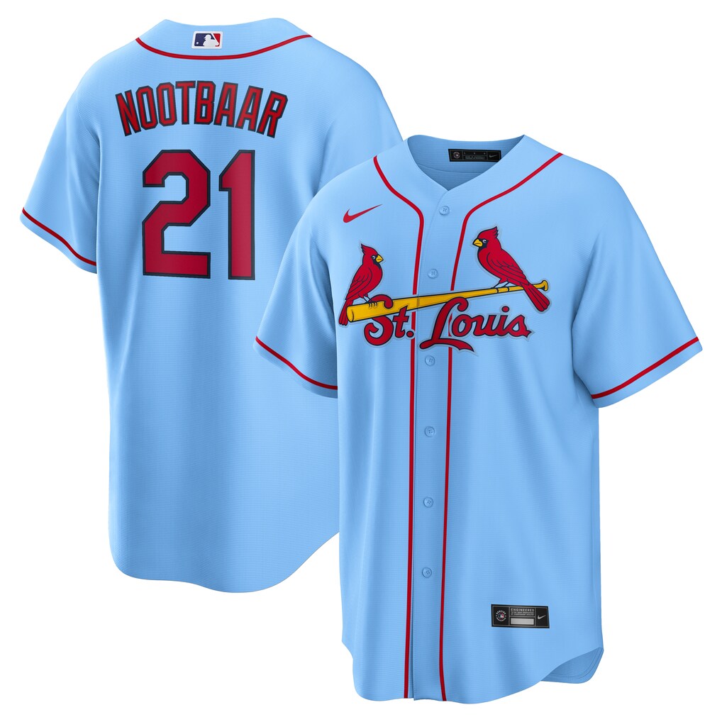 Men's St. Louis Cardinals Lars Nootbaar Nike Light Blue Alternate Replica Jersey