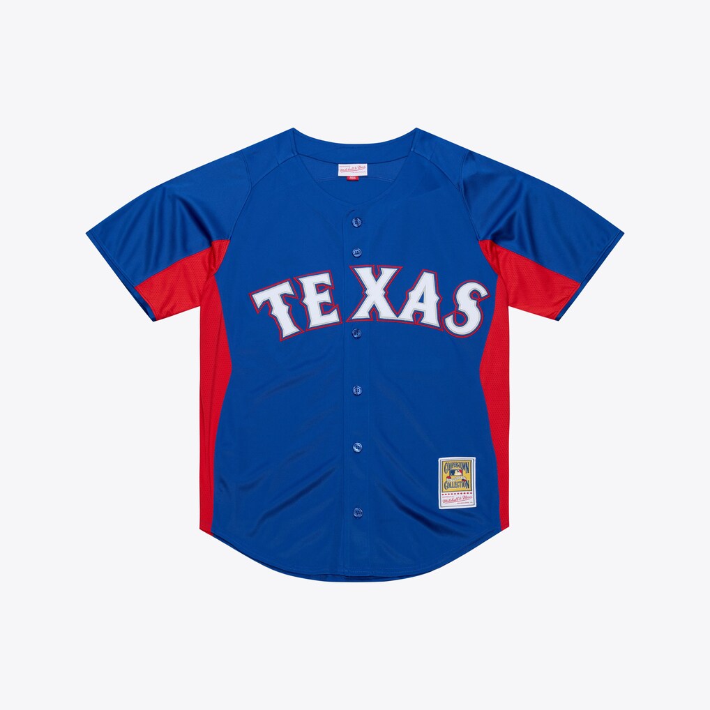 Men's Texas Rangers Adrian Beltre Mitchell & Ness Royal Cooperstown Mesh Batting Practice Button-Up Jersey