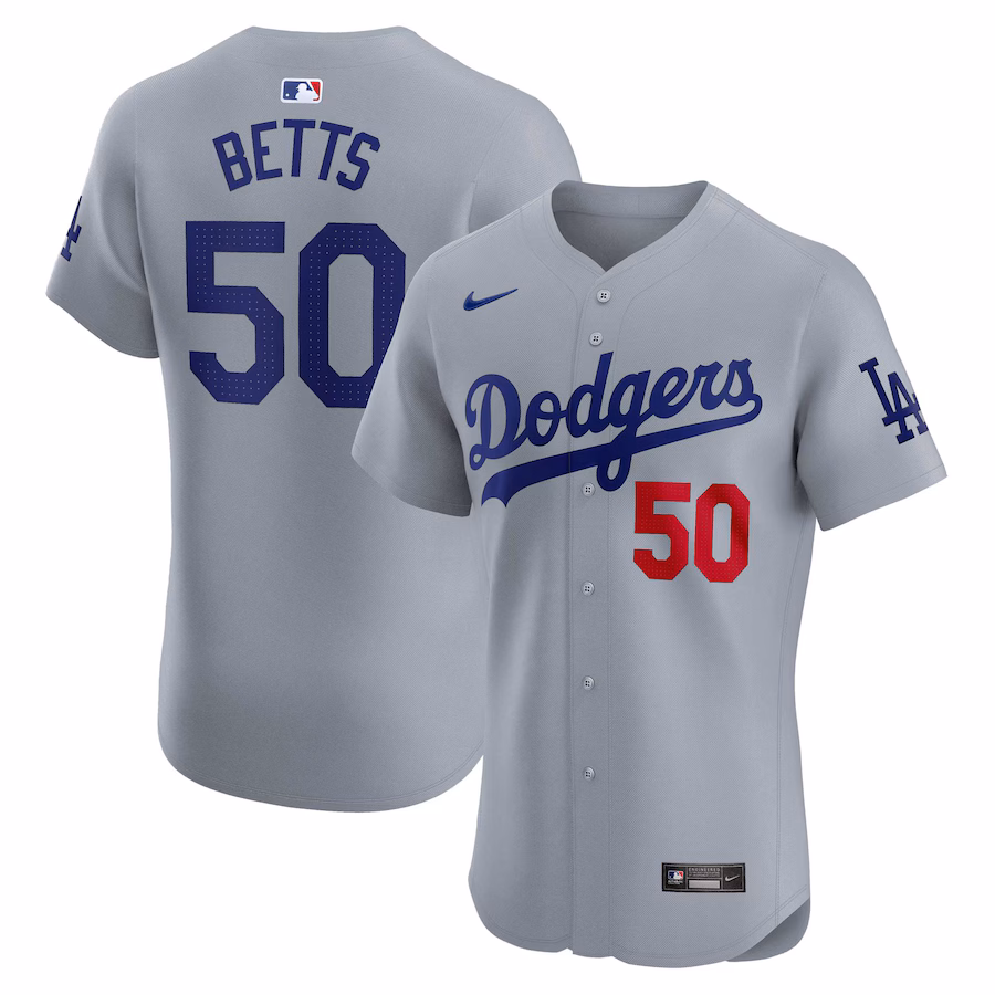 Men's Los Angeles Dodgers Mookie Betts Nike Gray Alternate Elite Player Jersey