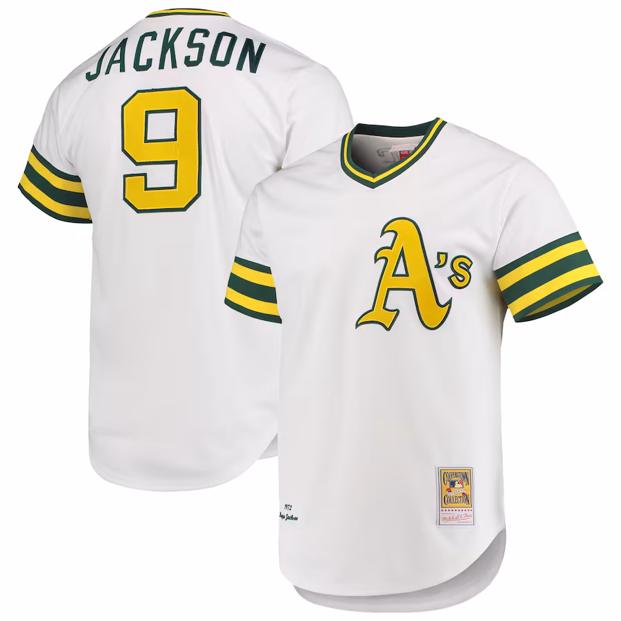 Men's Athletics Reggie Jackson Mitchell & Ness White 1972 Cooperstown Collection Authentic Jersey